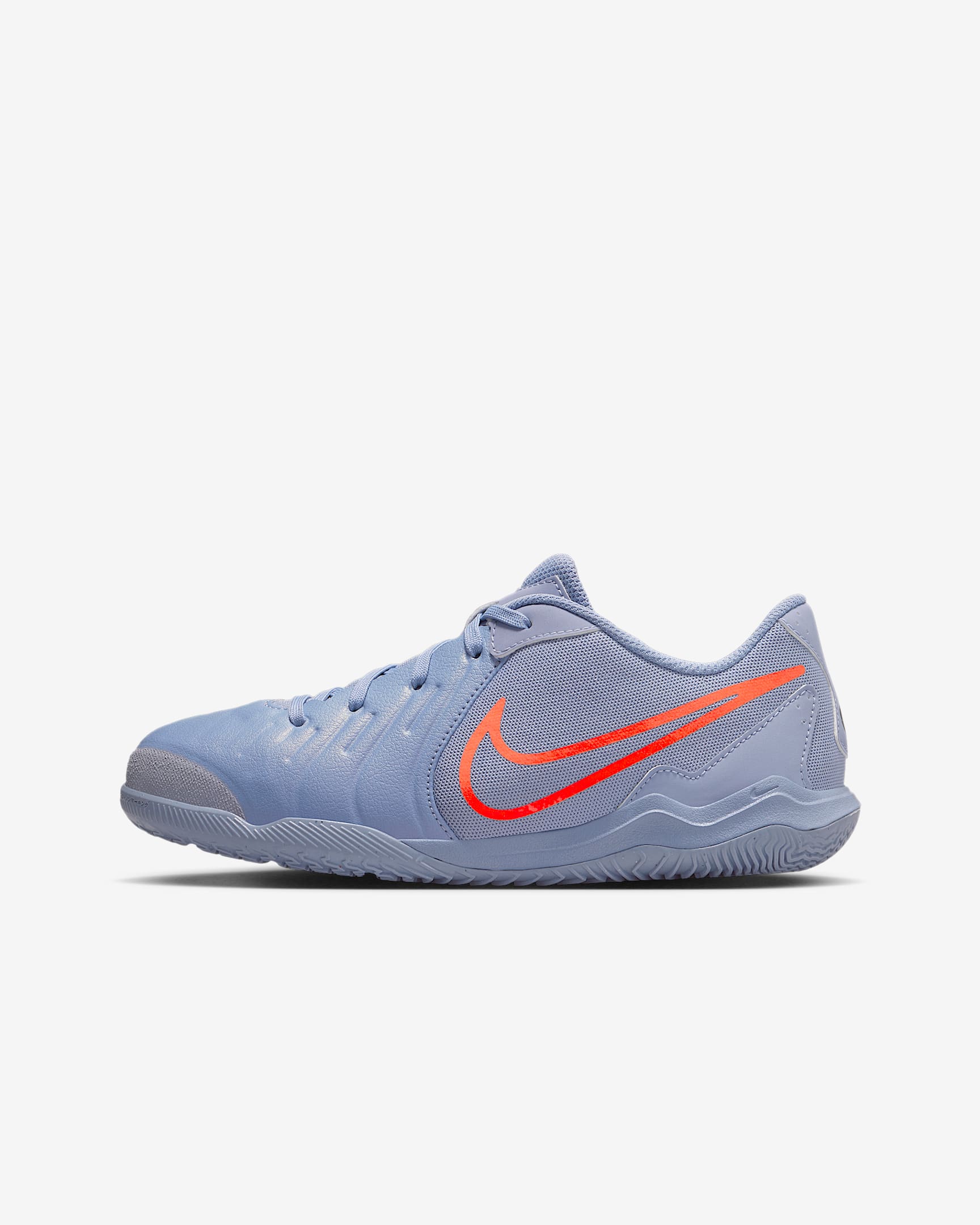 Tacos de fútbol para cancha cubierta de corte low para niños de preescolar y grandes Nike Jr. Tiempo Legend 10 Academy - Azul eclipse/Negro