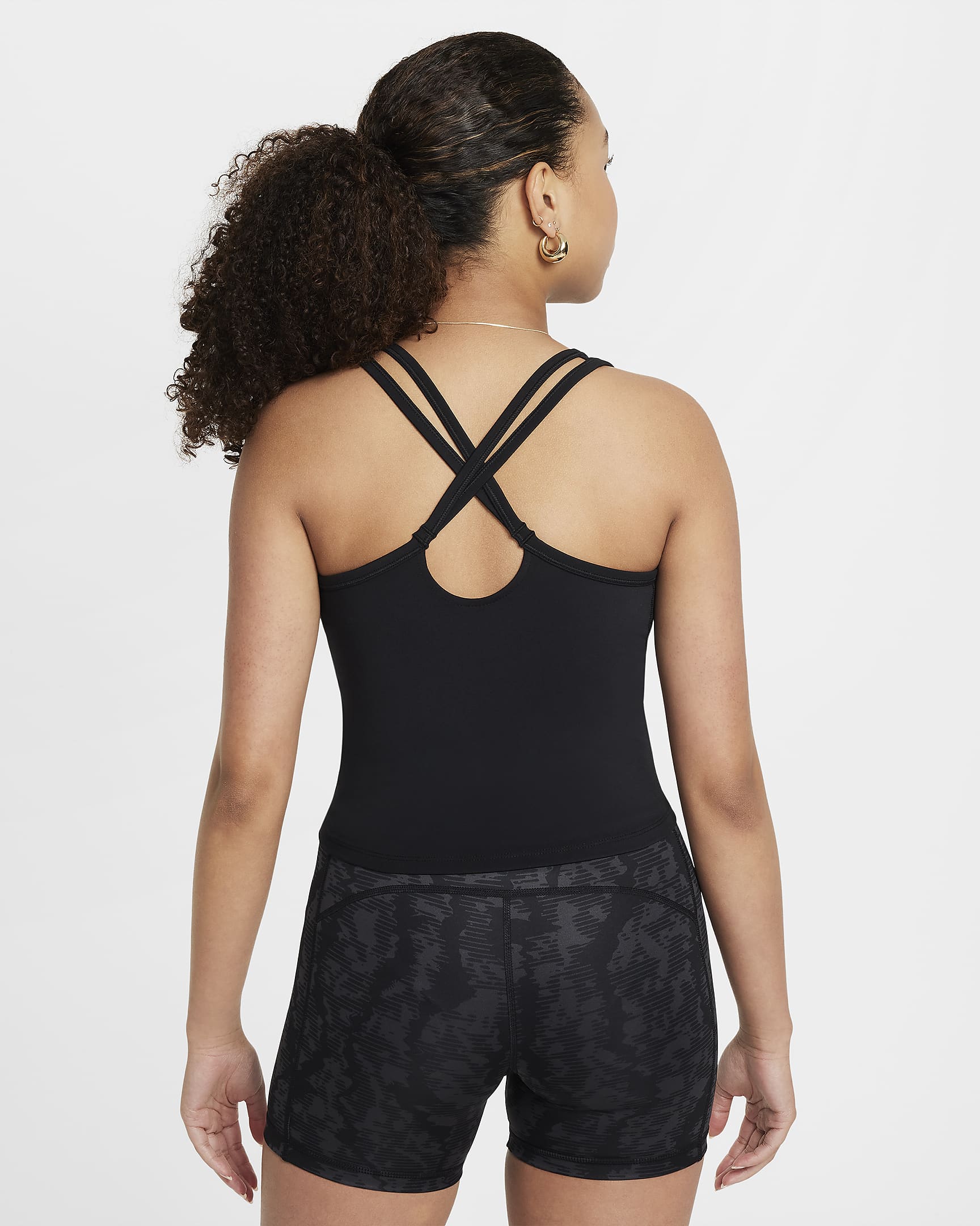 Nike One Fitted Dri-FIT singlet til store barn (jente) - Svart/Hvit