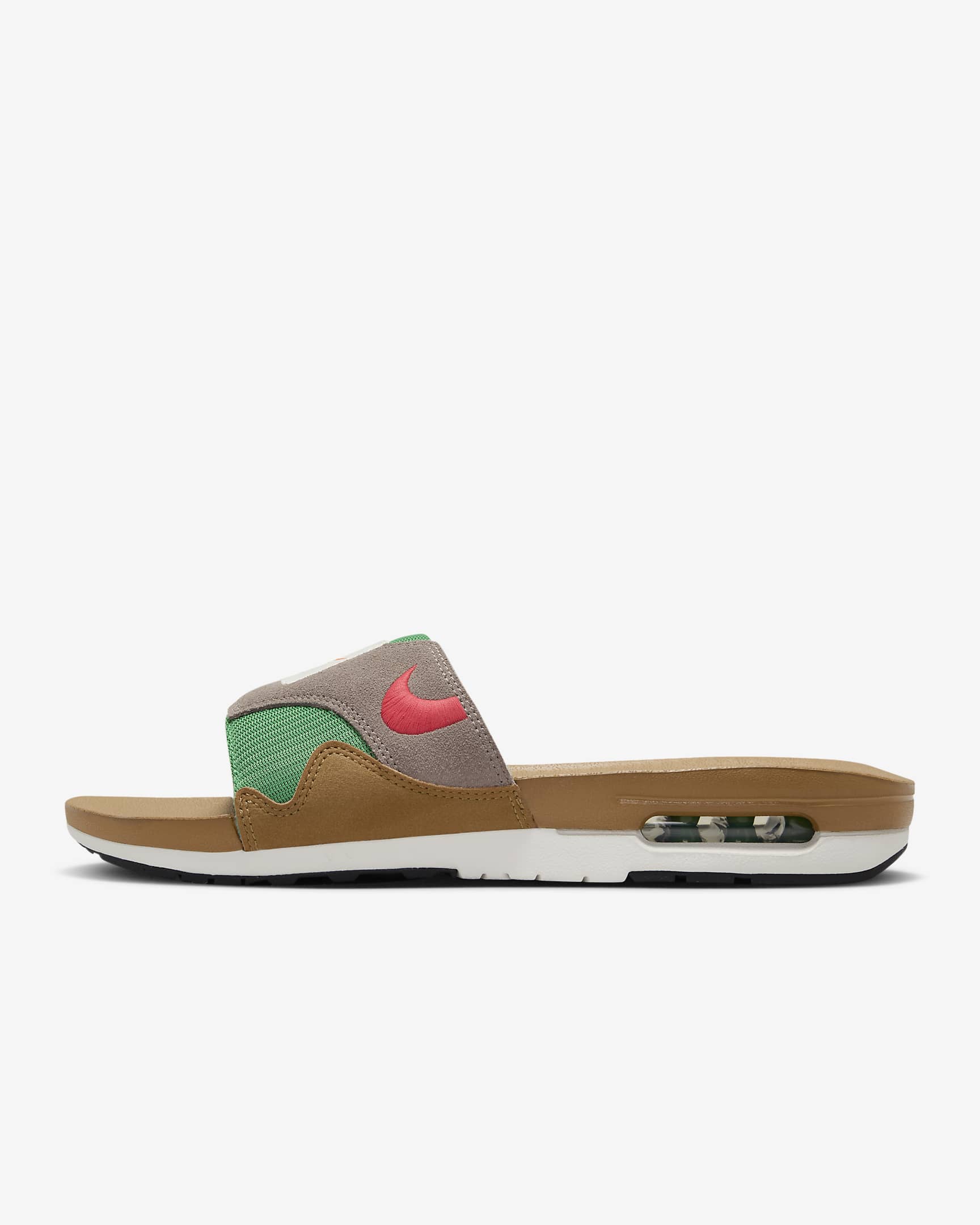 Nike Air Max 1 Men's Slides - Ale Brown/Olive Grey/Sail/Coral