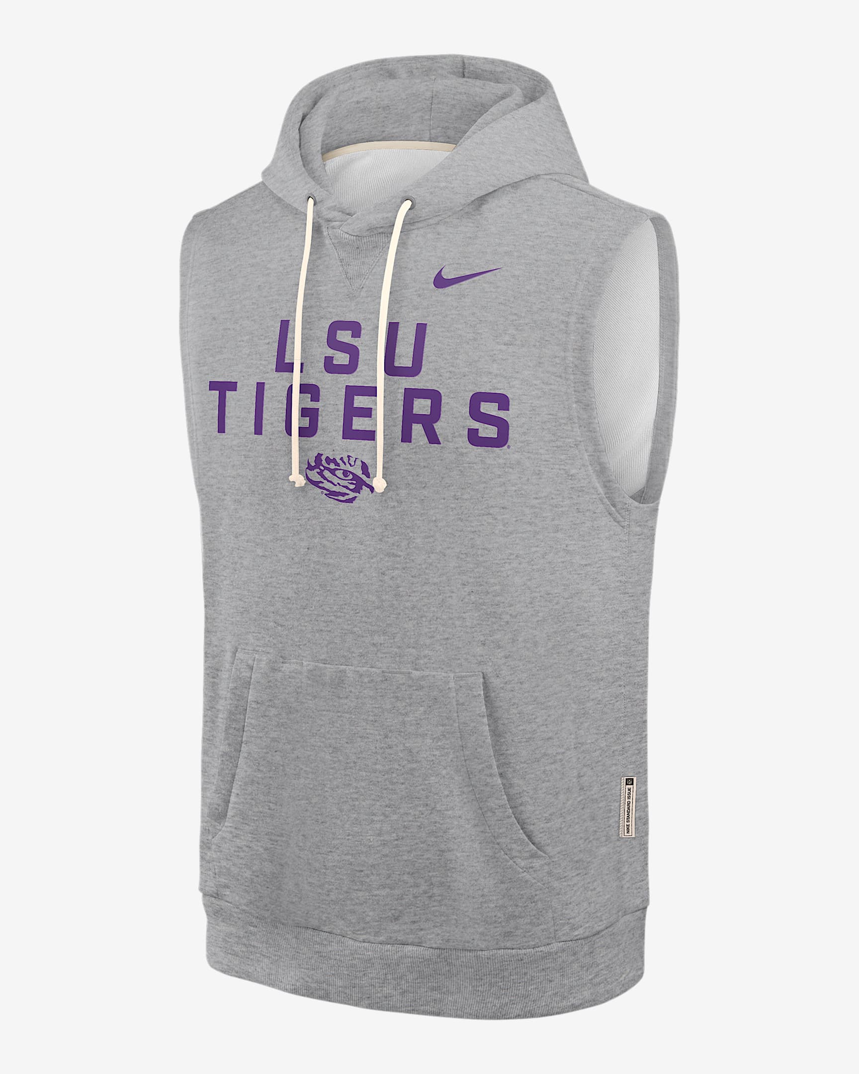 LSU Sideline Men's Nike Dri-FIT College Sleeveless Pullover Hoodie - Dark Grey Heather
