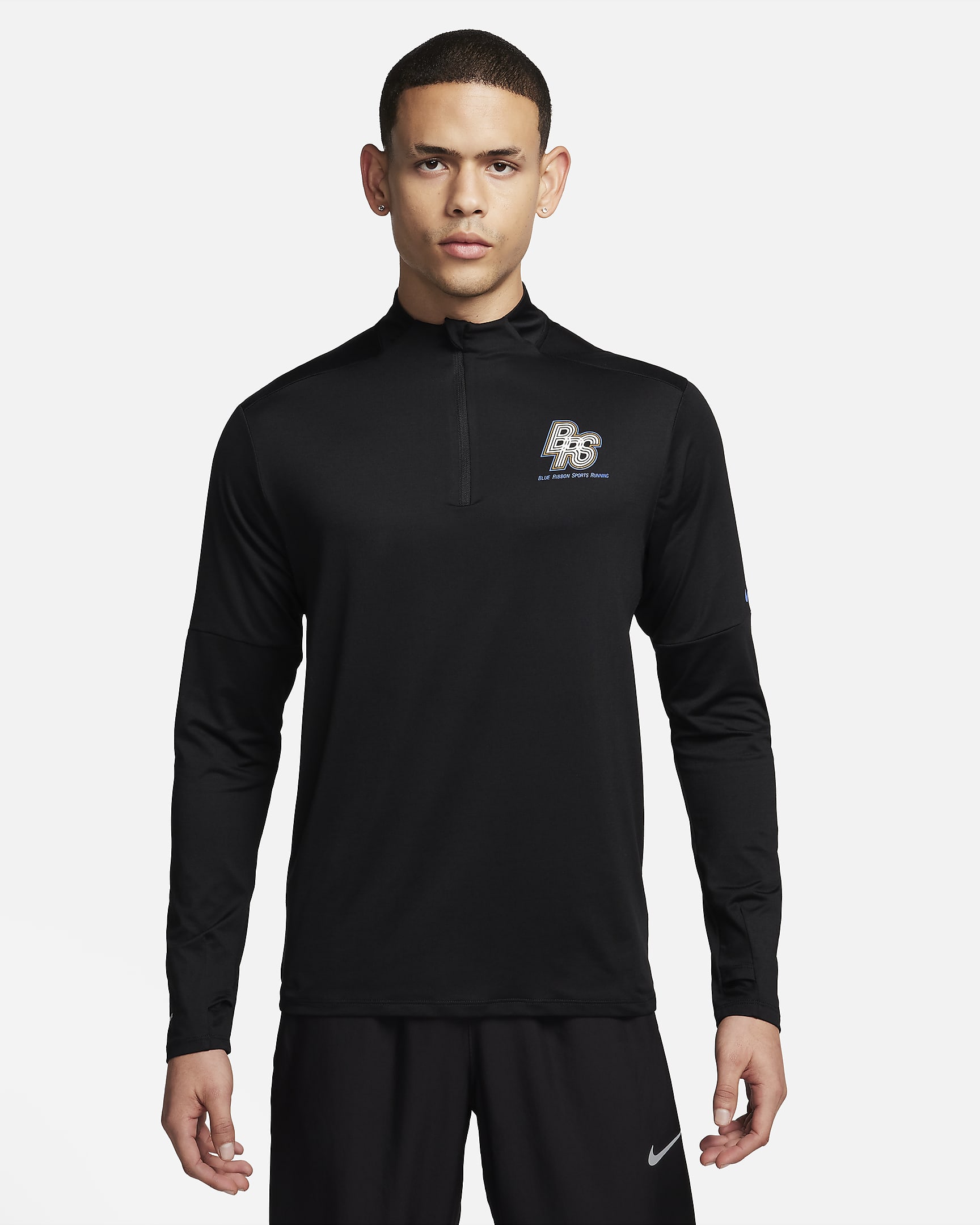 Playera de correr Dri-FIT de medio cierre para hombre Nike Element Running Energy - Negro/Hiperroyal/Hiperroyal