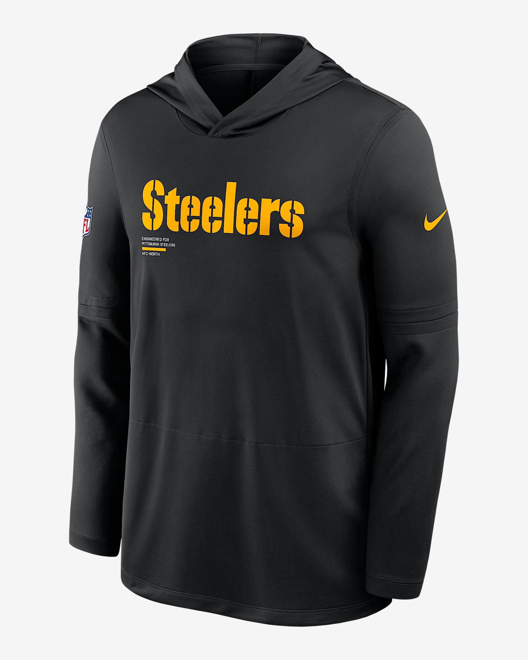 Pittsburgh Steelers Pure Fury Sideline Men's Nike Dri-FIT NFL Long-Sleeve Hooded Top - Black