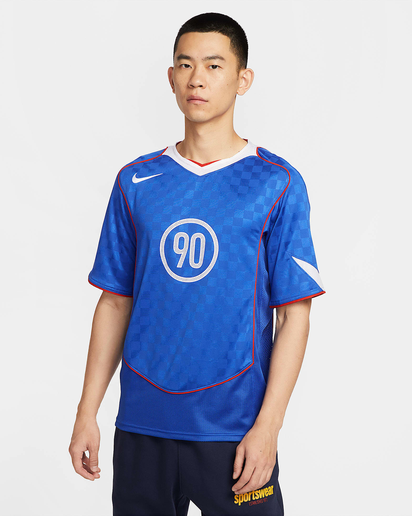 나이키 토탈 90 남성 드라이 핏 축구 저지 - 게임 로얄/화이트/스포츠 레드/화이트
