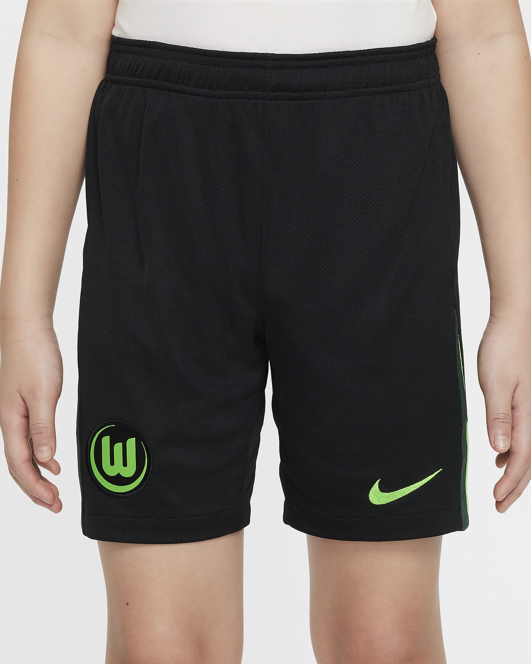 Short de foot replica Nike Dri-FIT VfL Wolfsburg 2024/25 Stadium Domicile/Extérieur pour ado - Noir/Pro Green/Sub Lime