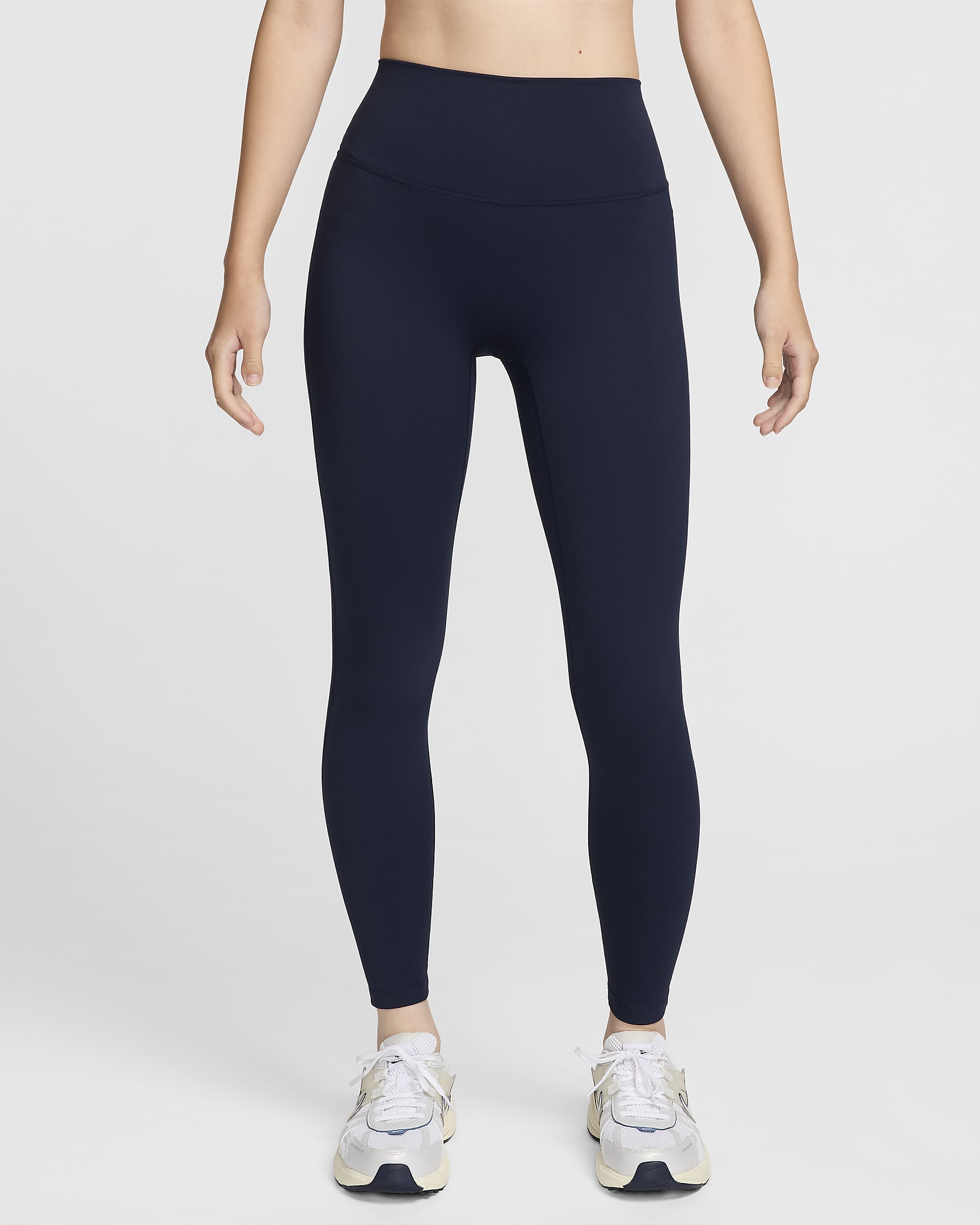 Nike One Seamless Front 女款高腰全長內搭褲 - Obsidian/黑色