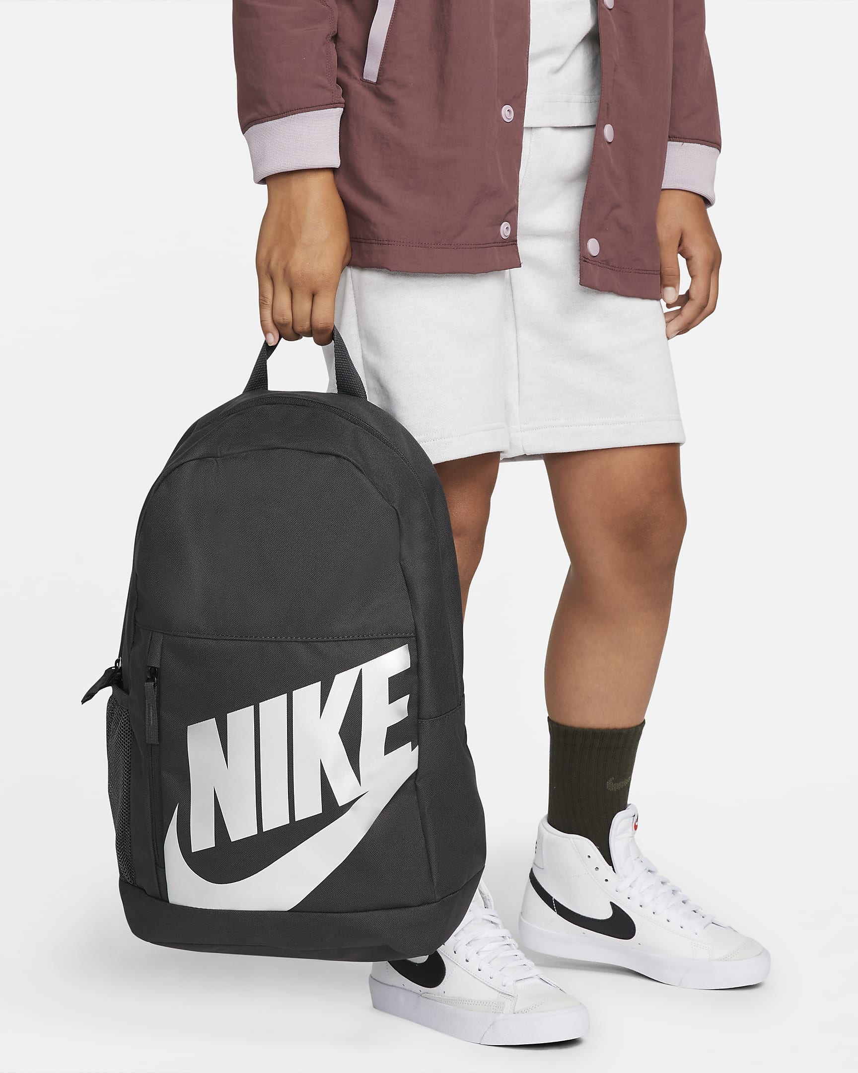 Nike Kids' Backpack (20L) - Dark Smoke Grey/Dark Smoke Grey/Metallic Silver