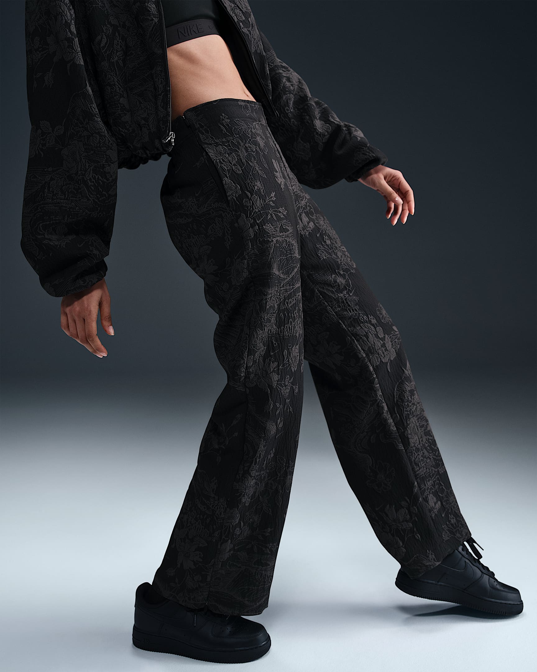 Nike Sportswear Collection Women's Mid-Rise Jacquard Tracksuit Bottoms ...