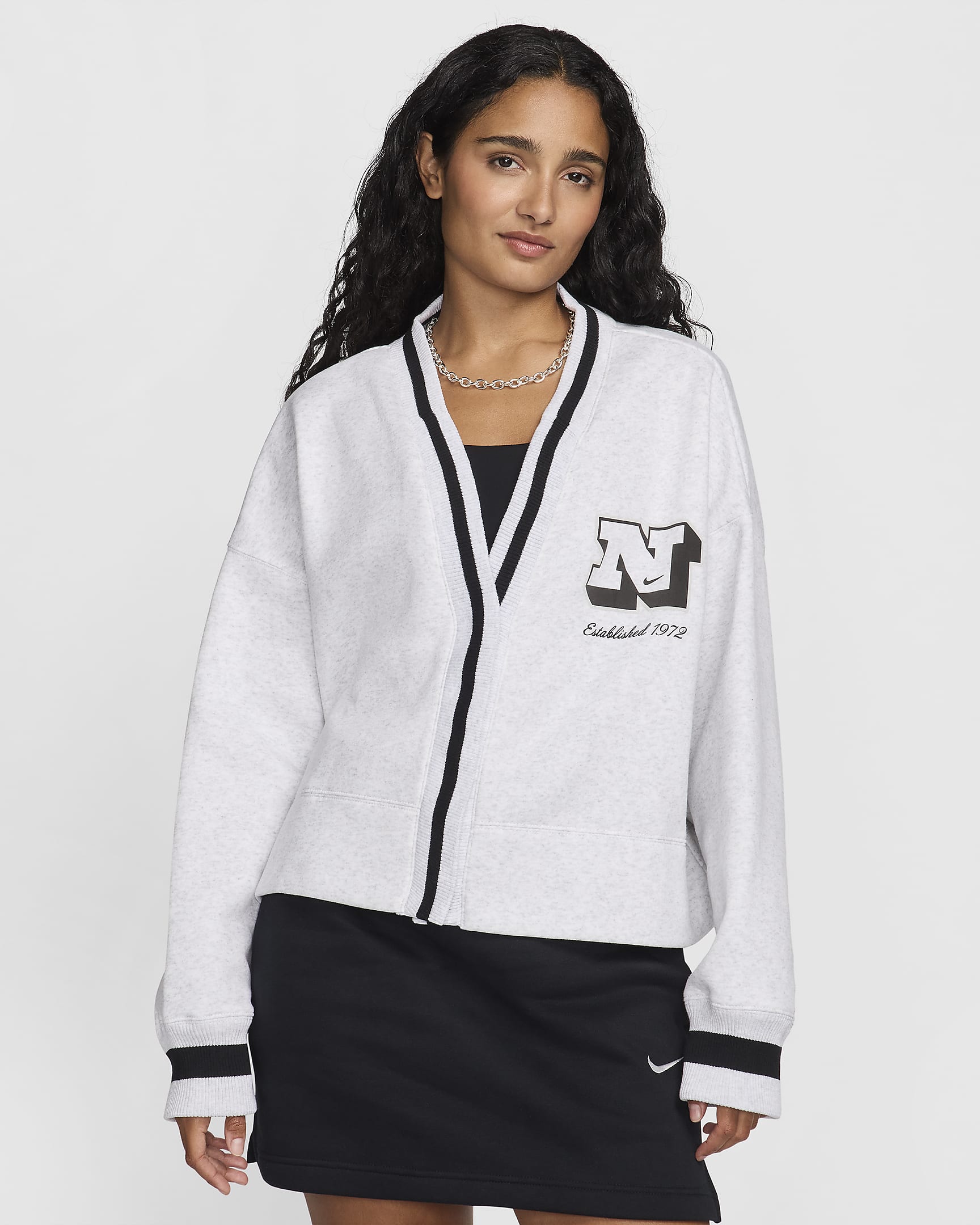 Cardigan extraoversized para mujer Nike Sportswear Phoenix Fleece - Abedul jaspeado/Abedul jaspeado/Negro