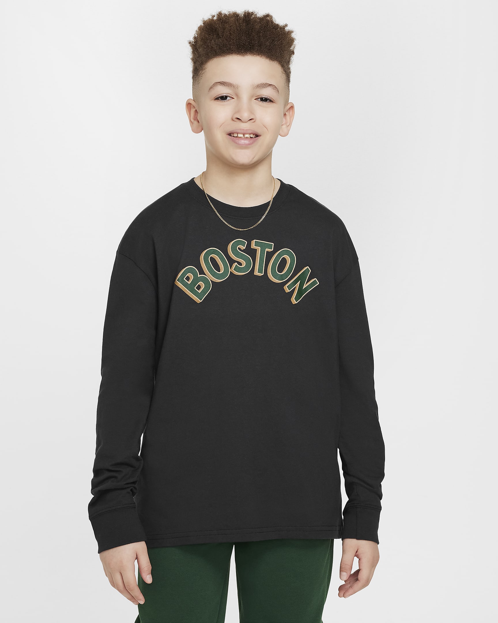 Boston Celtics 2023/24 City Edition Nike NBA Max90 hosszú ujjú póló nagyobb gyerekeknek (fiúknak) - Fekete