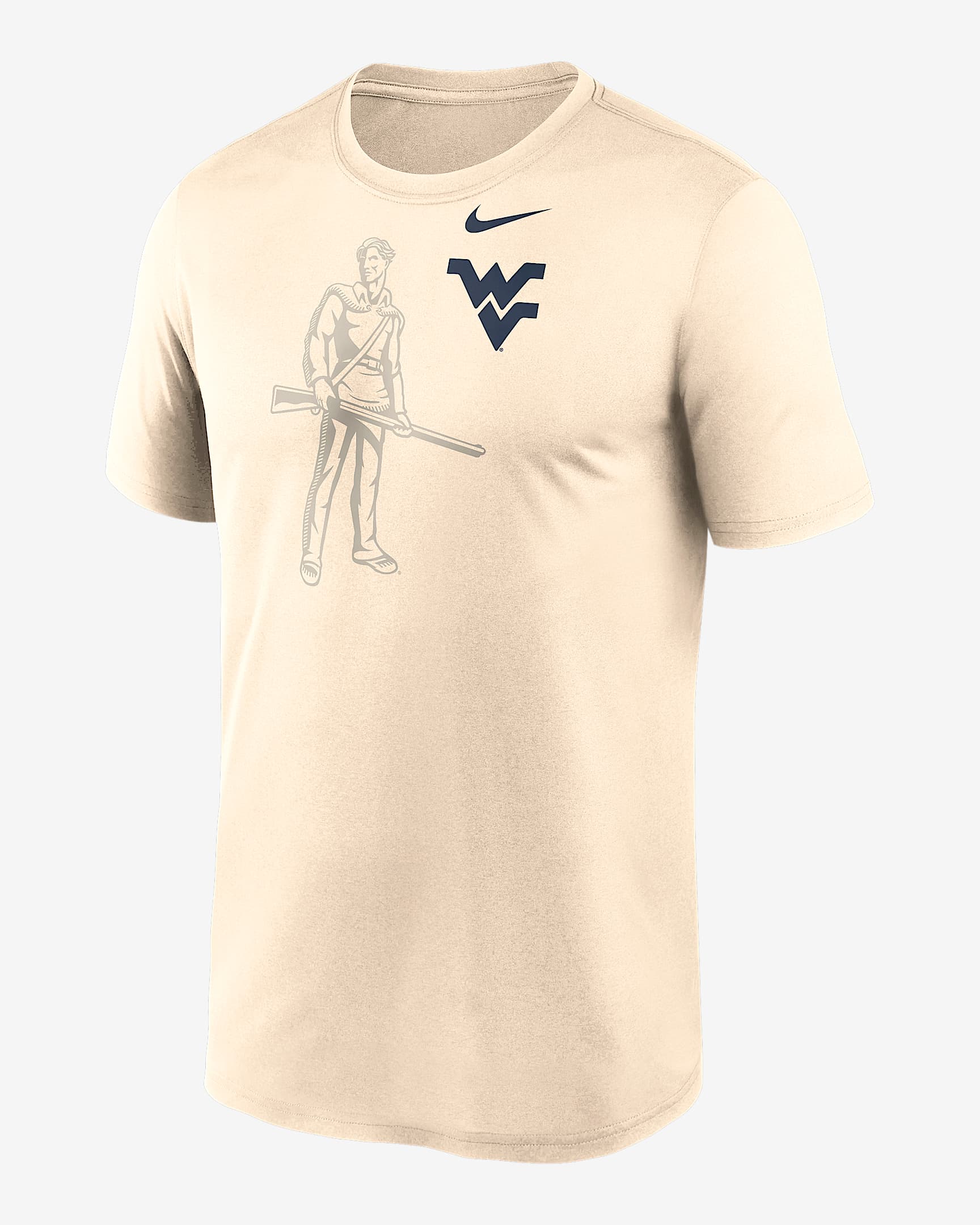 West Virginia Campus Legend Shadow Logo Men's Nike Dri-FIT College T-Shirt - Natural