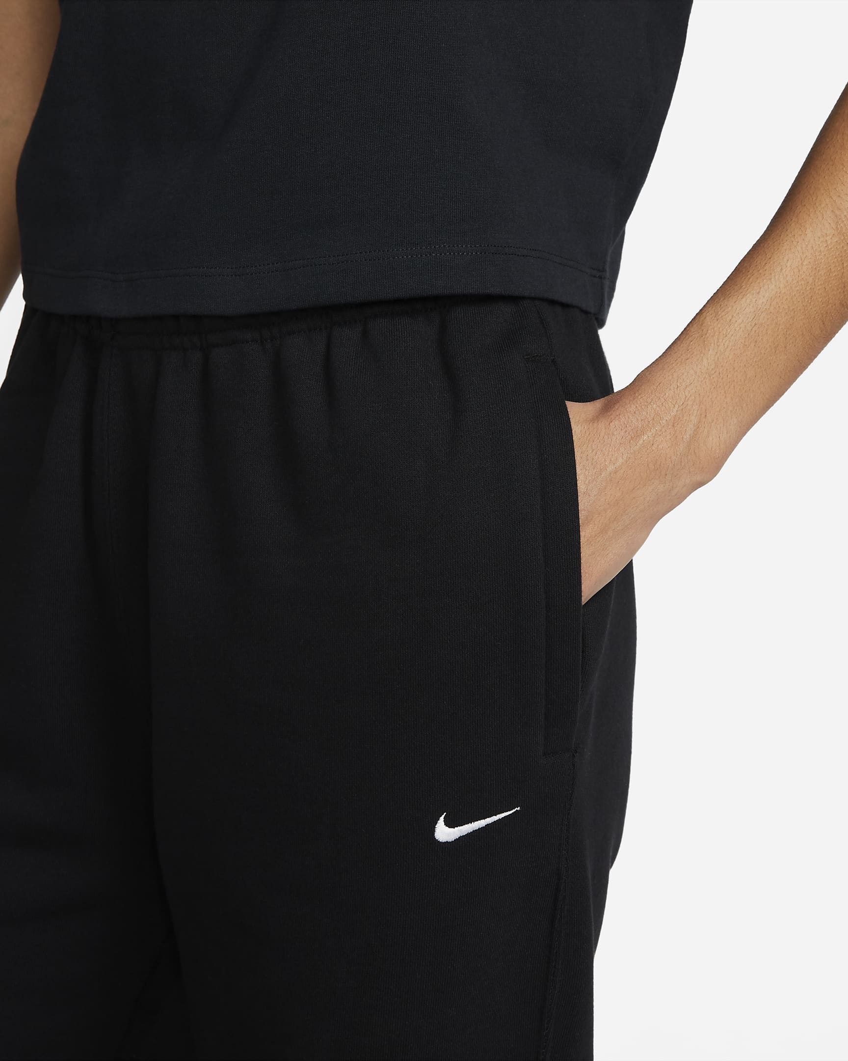 Calças de lã cardada Nike Solo Swoosh para mulher - Preto/Branco