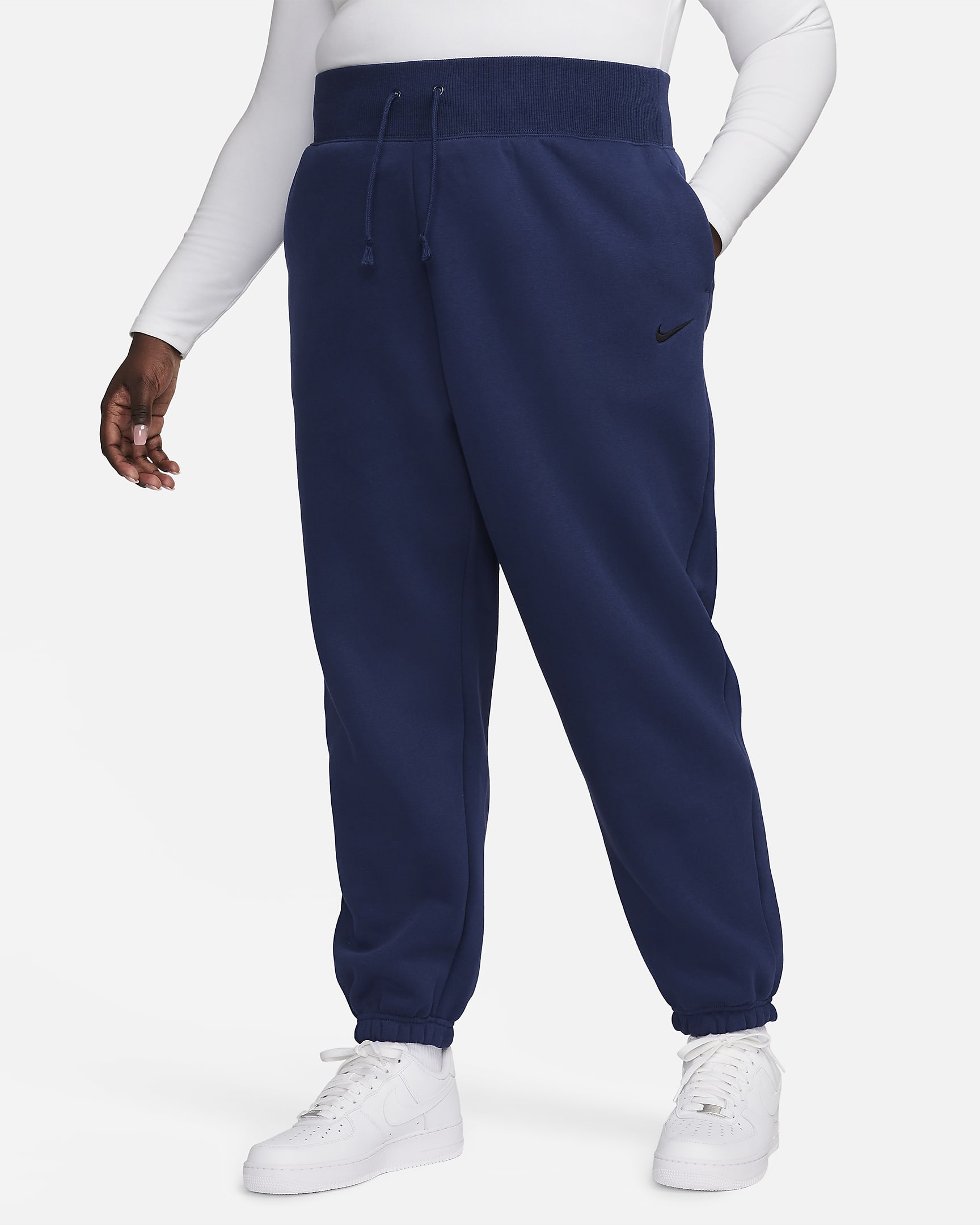 Nike Sportswear Phoenix Fleece Women's High-Waisted Oversized Sweatpants (Plus Size) - Midnight Navy/Black