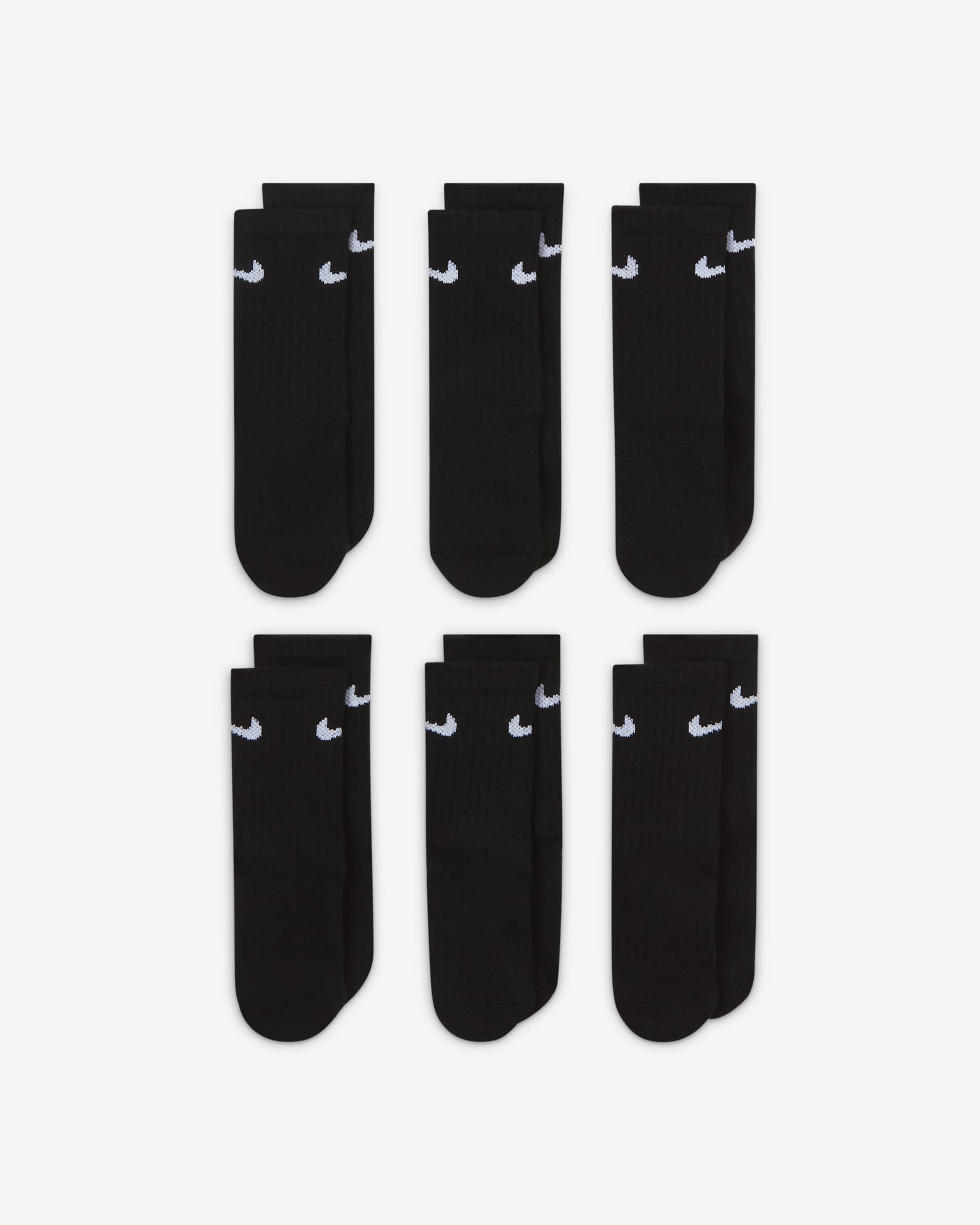 Nike Dri-FIT Performance Basics Little Kids' Crew Socks (6 Pairs) - Black