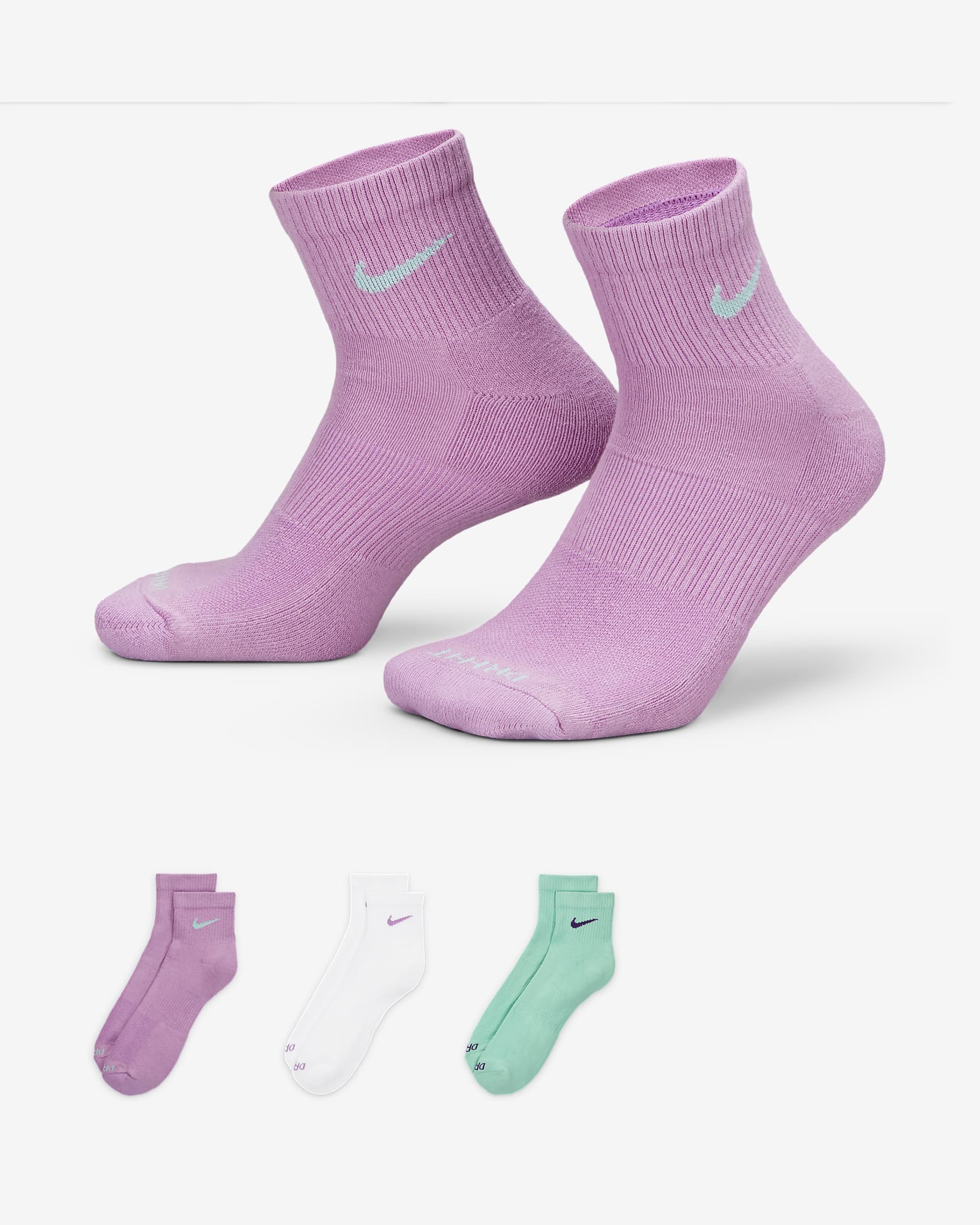 Nike Everyday Plus Cushioned Training Ankle Socks (3 Pairs) - Multi-Color