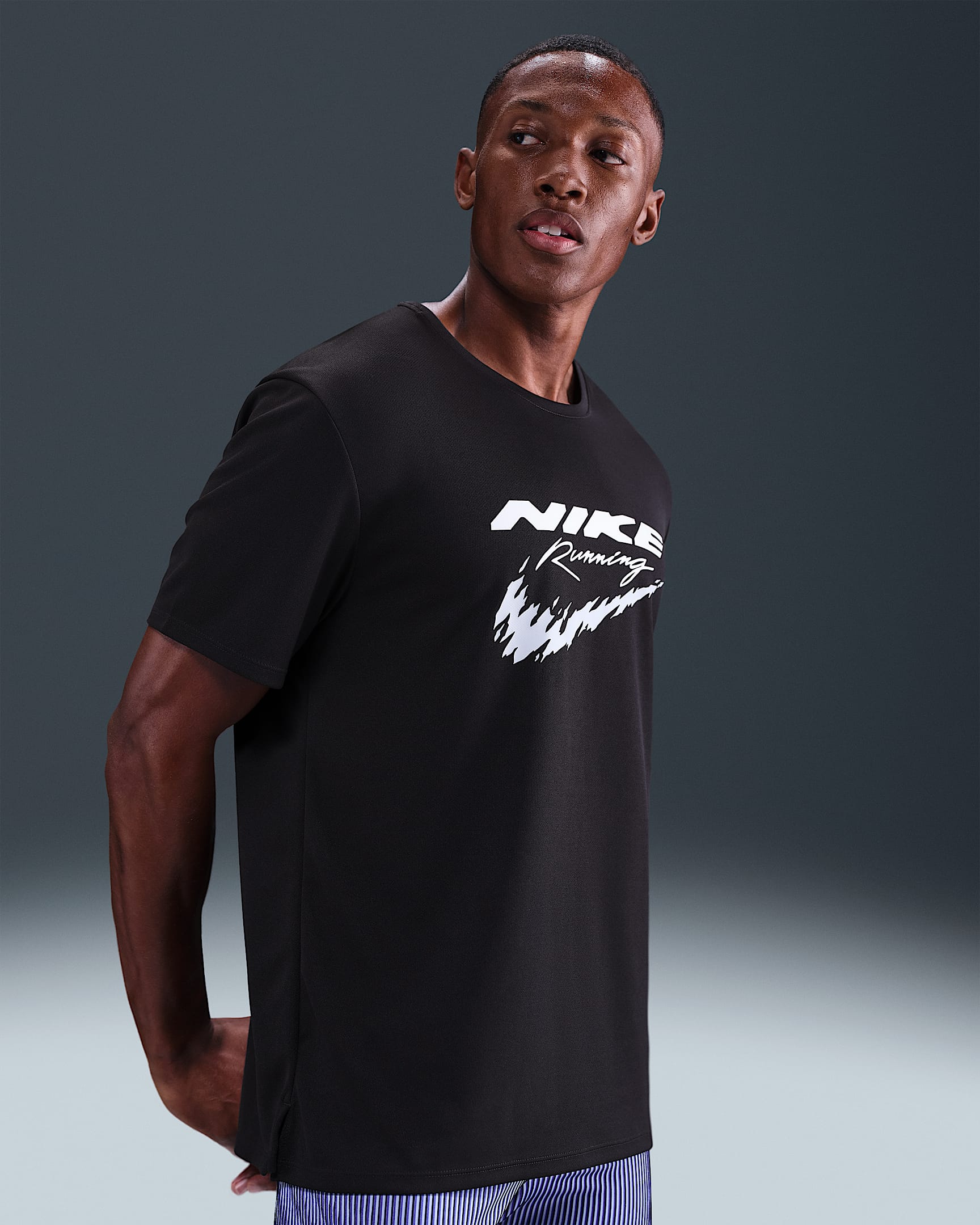 Nike Miler Men's Dri-FIT UV Running Top - Black