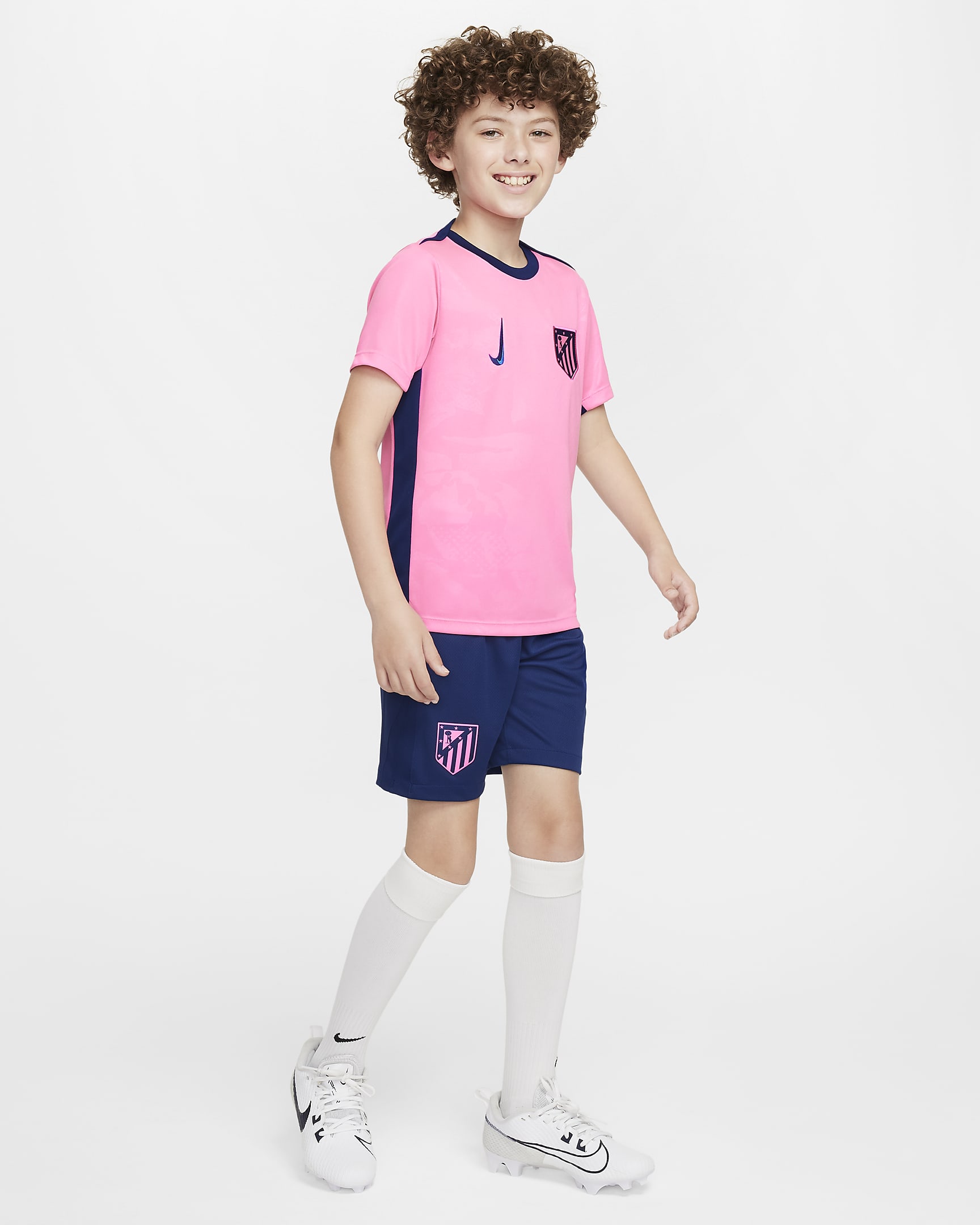 Replika třetích fotbalových kraťasů Nike Dri-FIT Atlético Madrid Stadium 2024/25 pro větší děti - Blue Void/Pink Glow