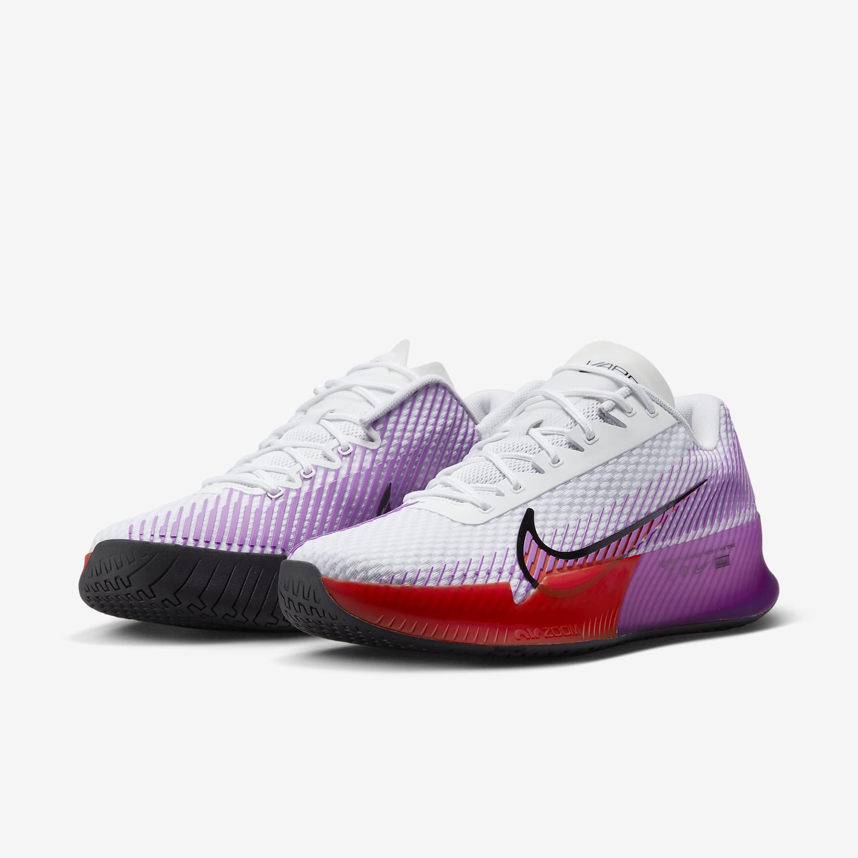 NikeCourt Air Zoom Vapor 11 Men's Hard Court Tennis Shoes - White/Picante Red/Black/Fuchsia Dream