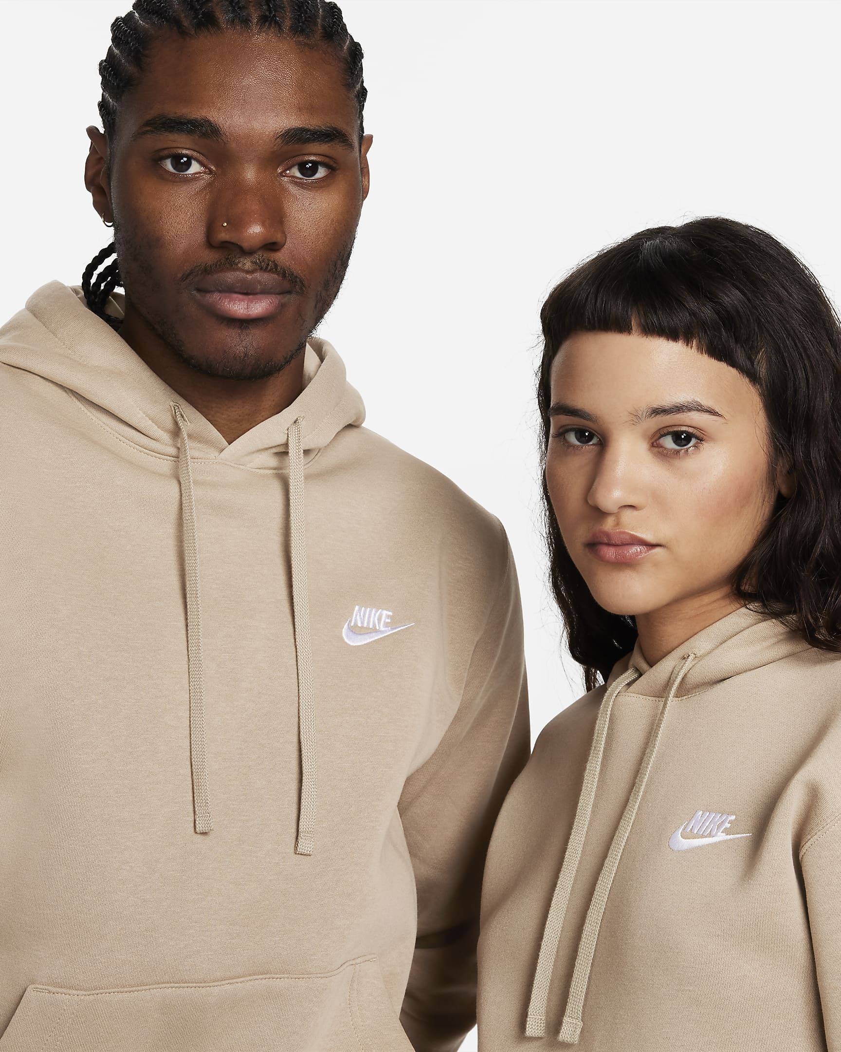 Nike Sportswear Club Fleece belebújós férfi kapucnis pulóver - Khaki/Khaki/Fehér