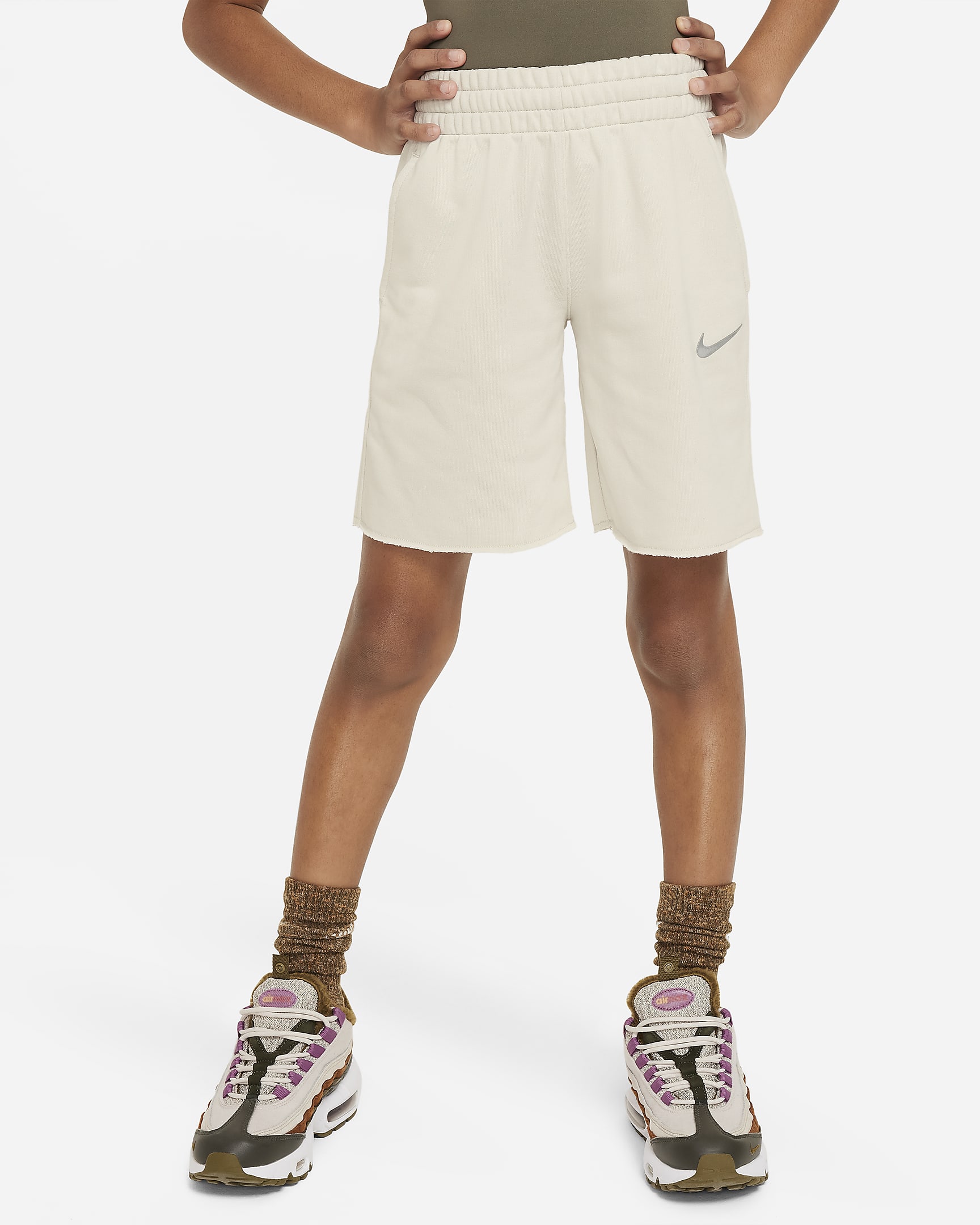 Shorts in fleece Dri-FIT Nike Sportswear – Ragazza - Light Bone