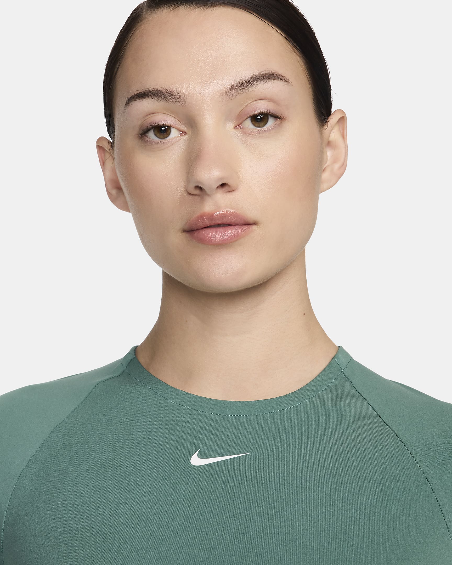 Nike Pro Women's Dri-FIT Cropped Long-Sleeve Top - Bicoastal/White