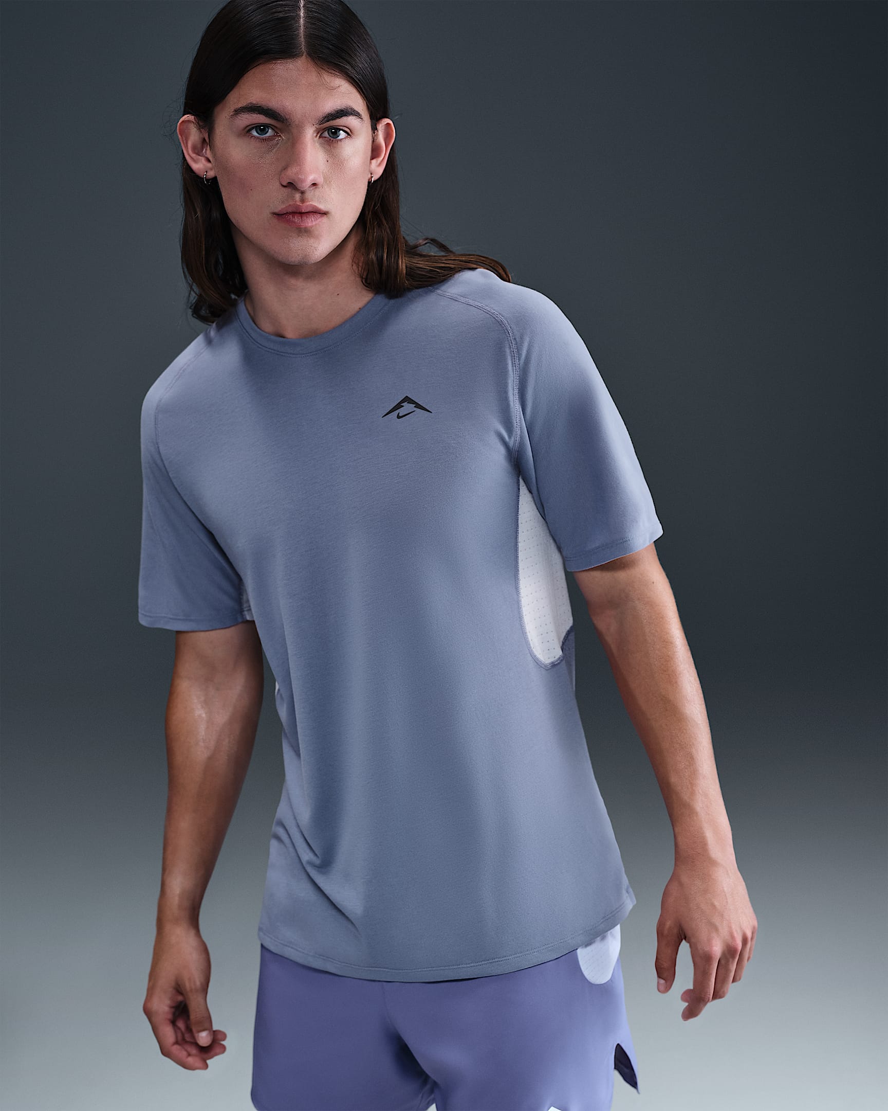 Męska koszulka z krótkim rękawem do biegania Dri-FIT ADV Nike Solar Chase - World Indigo/Czerń