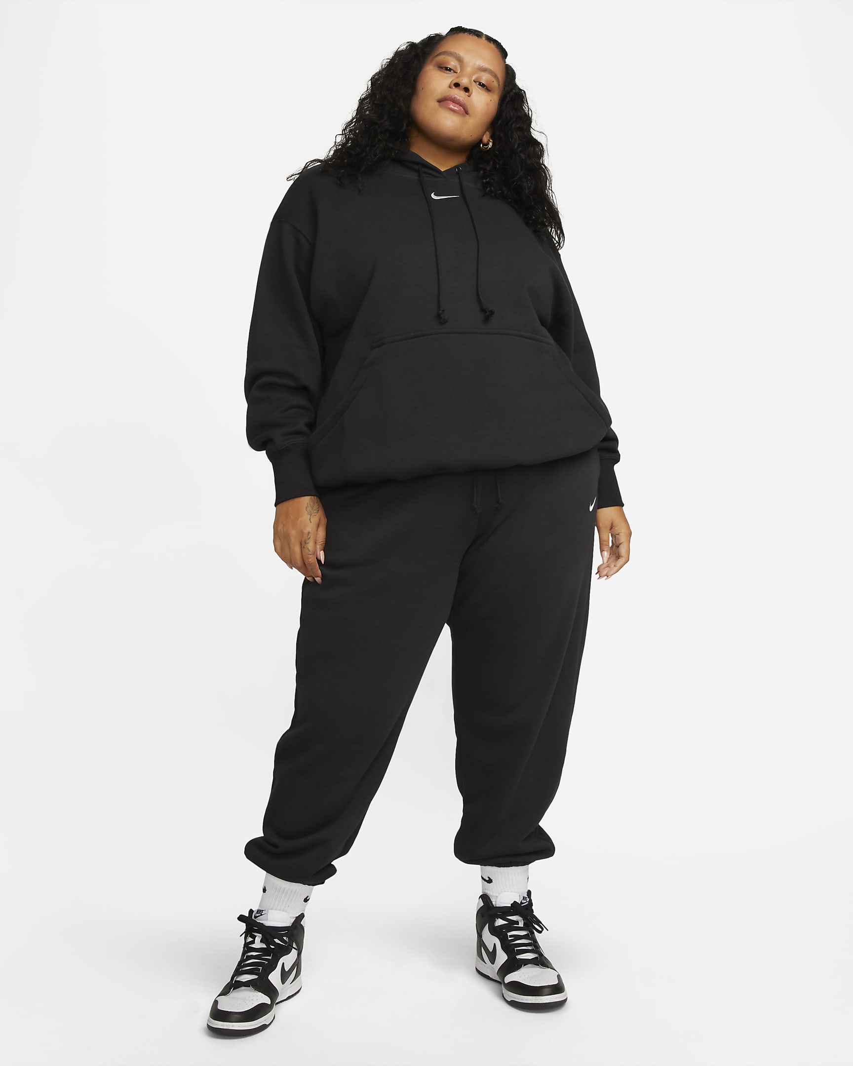 Nike Sportswear Phoenix Fleece Women's Oversized Pullover Hoodie (Plus Size) - Black/Sail