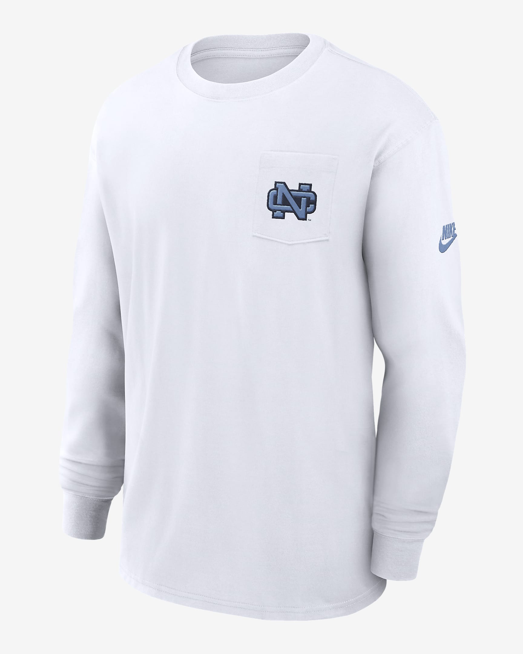 North Carolina Tar Heels Legacy Max90 Pocket Men's Nike College Long-Sleeve T-Shirt - White