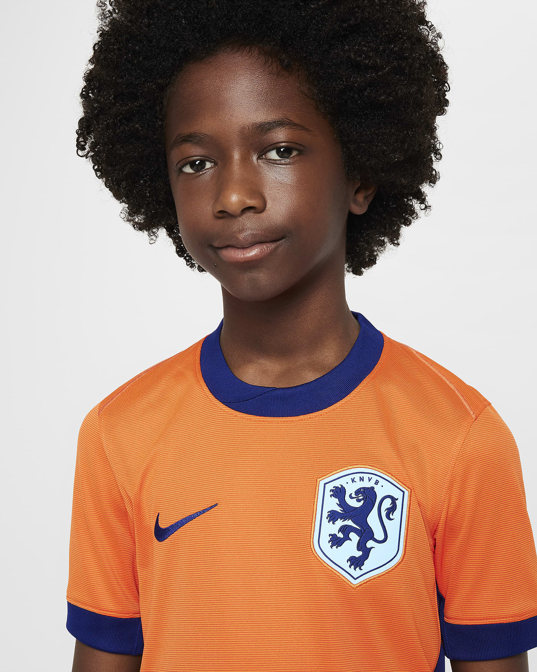 Netherlands (Women's Team) 2024/25 Stadium Home Nike Dri-FIT Soccer Replika Fußballtrikot (ältere Kinder) - Safety Orange/Blue Void/Copa/Blue Void