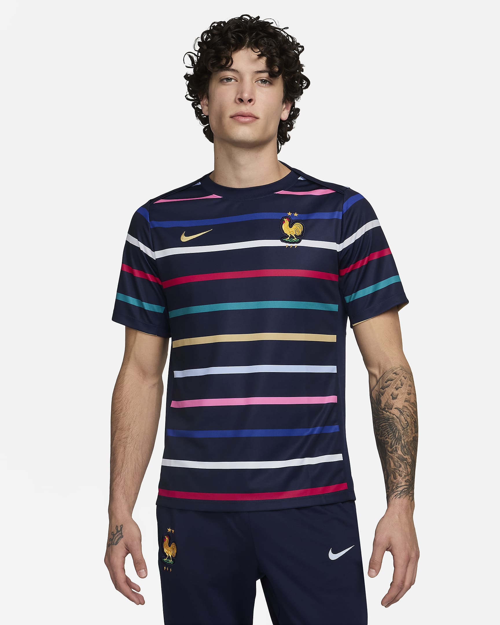 FFF Academy Pro Home Nike Dri-FIT Pre-Match-Fußballoberteil (Herren) - Blackened Blue/Club Gold