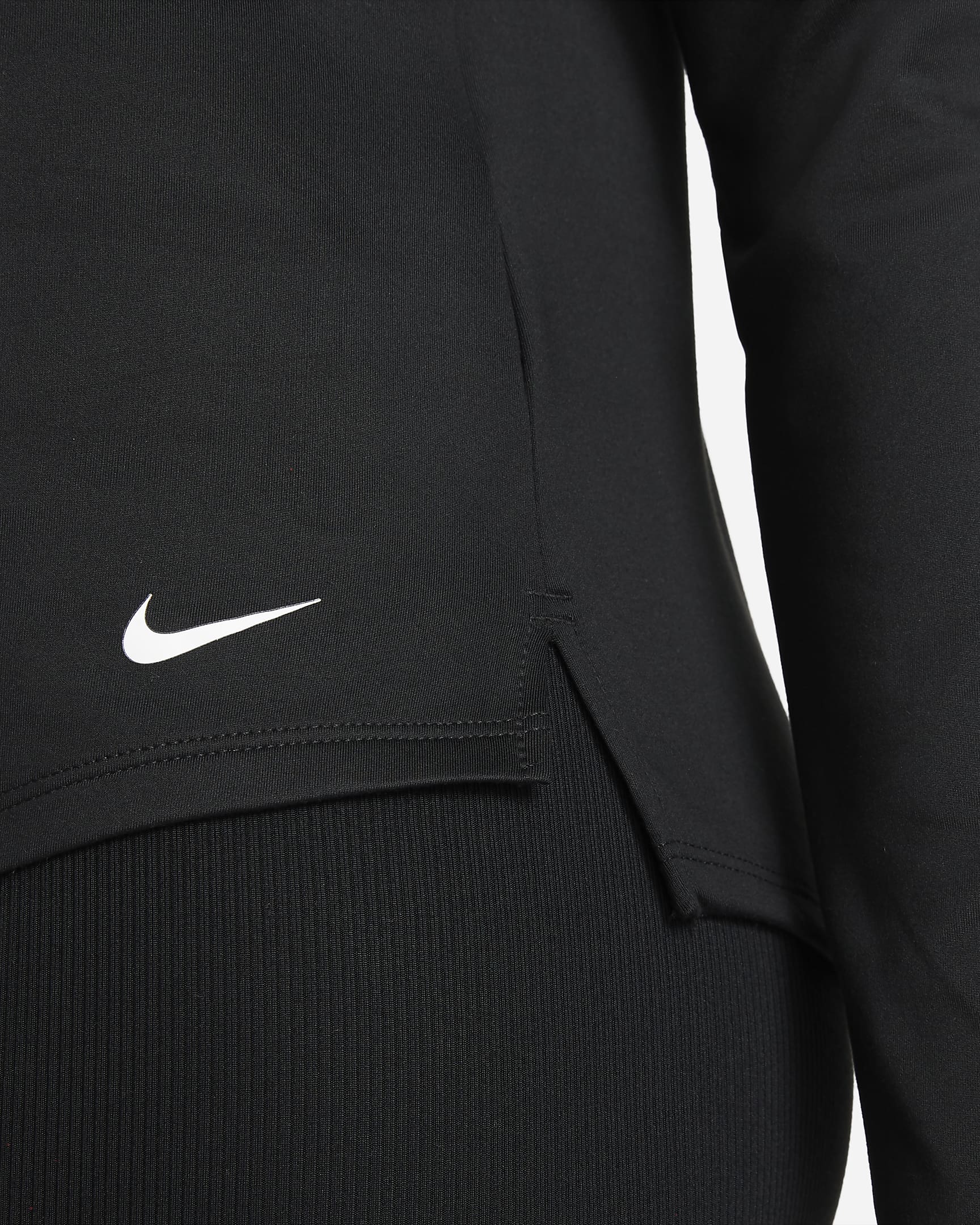 Langærmet Nike Therma-FIT One-top til kvinder - sort/hvid