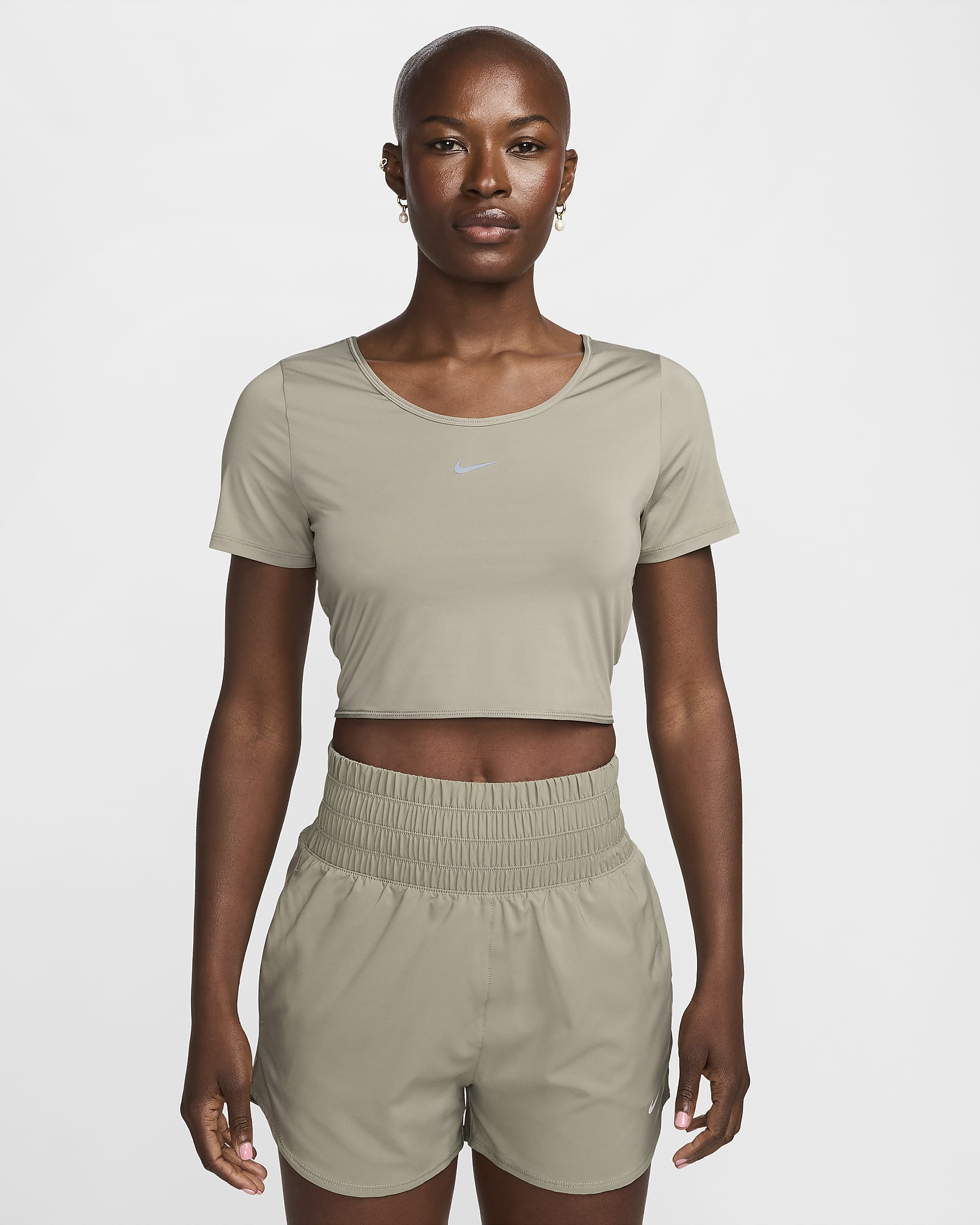 Top corto a manica corta Dri-FIT Nike One Classic – Donna - Light Army/Nero