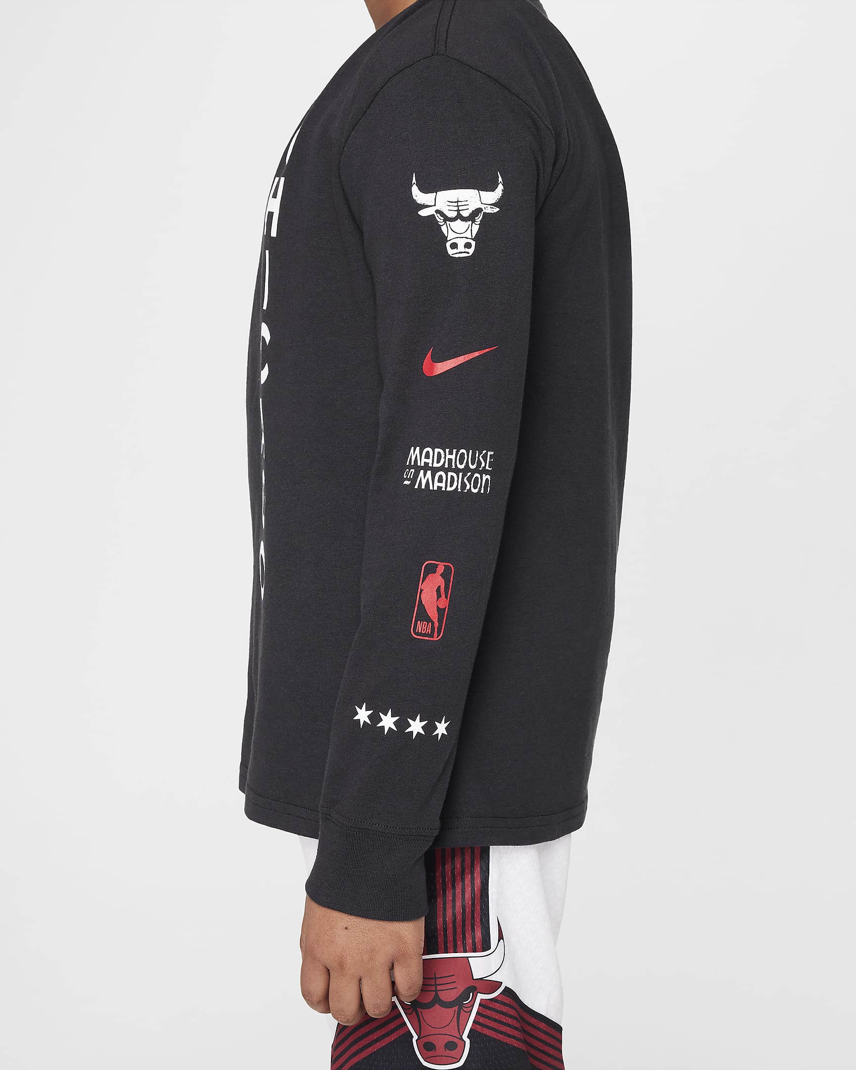 Långärmad NBA-t-shirt Chicago Bulls 2023/24 City Edition Nike Max90 för ungdom (killar) - Svart