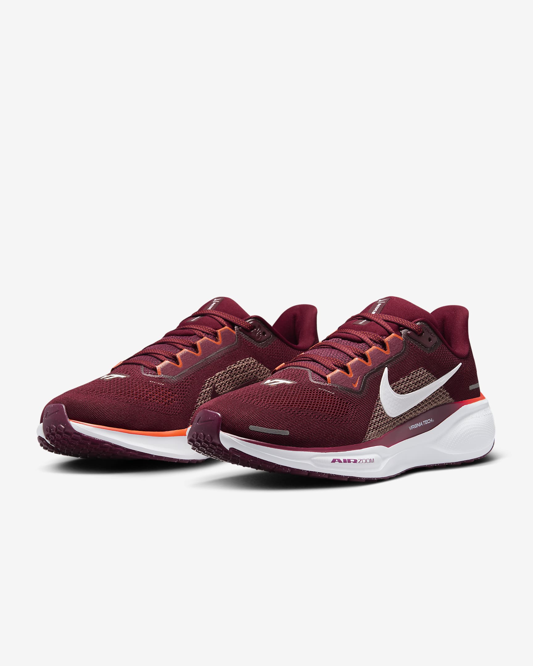 Virginia Tech Pegasus 41 Men's Nike College Road Running Shoes - Deep Maroon/White/University Orange/White