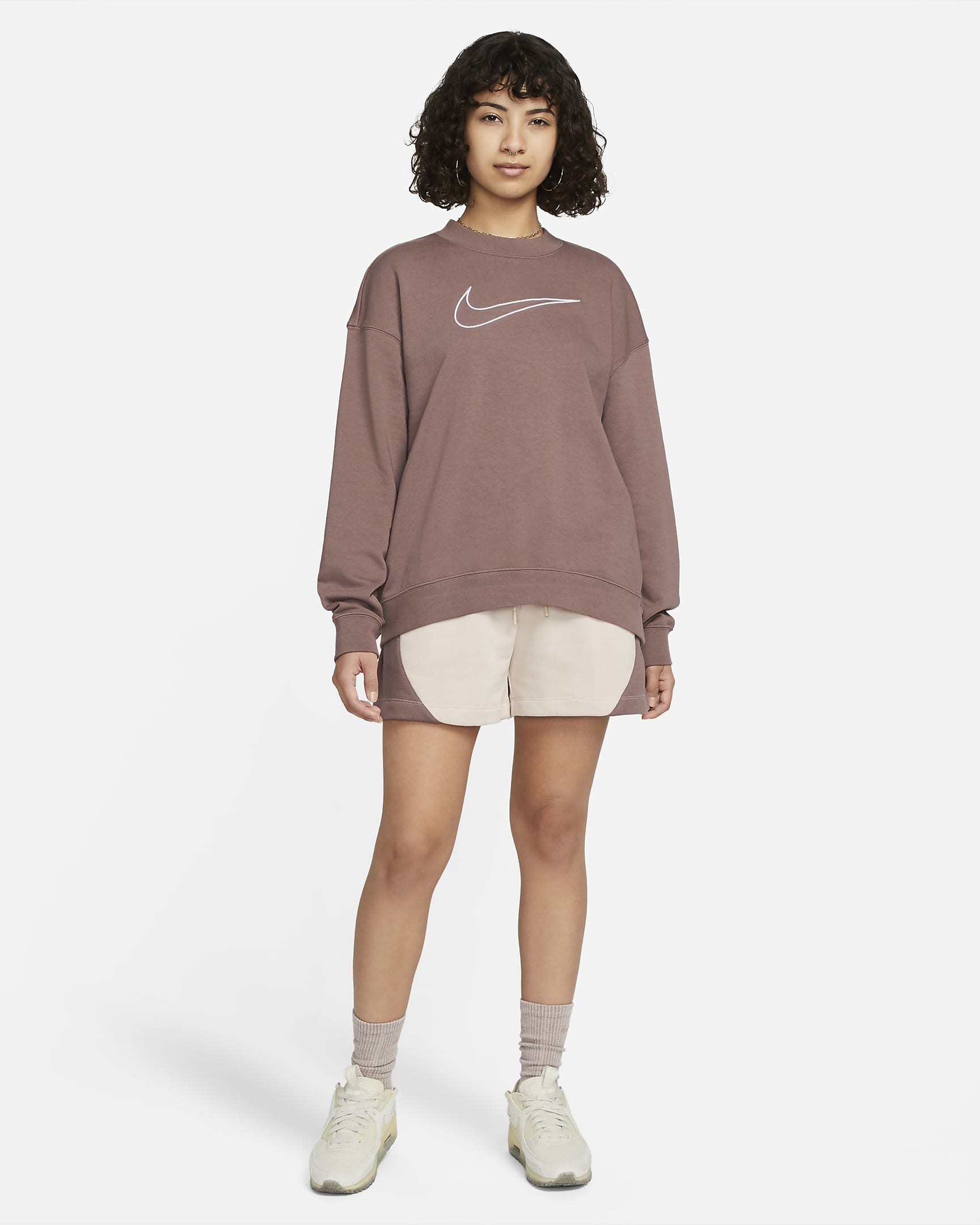 Sudadera de cuello redondo con gráfico para mujer Nike Dri-FIT Get Fit - Eclipse ciruela/Blanco