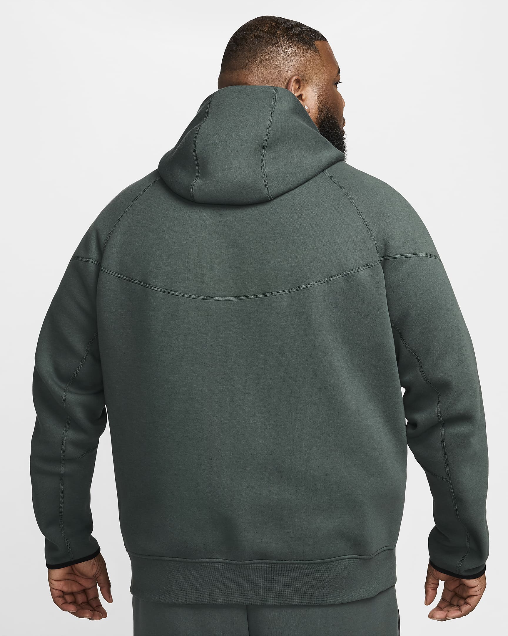 Nike Sportswear Tech Fleece Windrunner Hoodie met rits voor heren - Vintage Green/Zwart