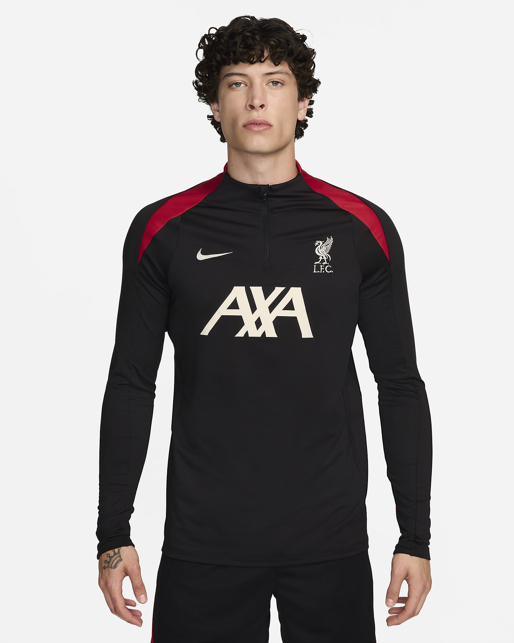 Liverpool F.C. Strike Men's Nike Dri-FIT Football Drill Top - Black/Black/Gym Red/Light Orewood Brown