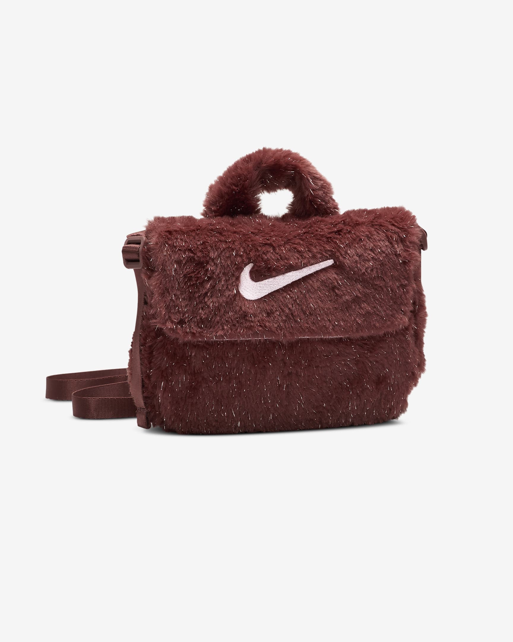 Nike Older Kids' Faux Fur Cross-Body Bag (1L) - Dark Pony/Pink Foam/Pink Foam