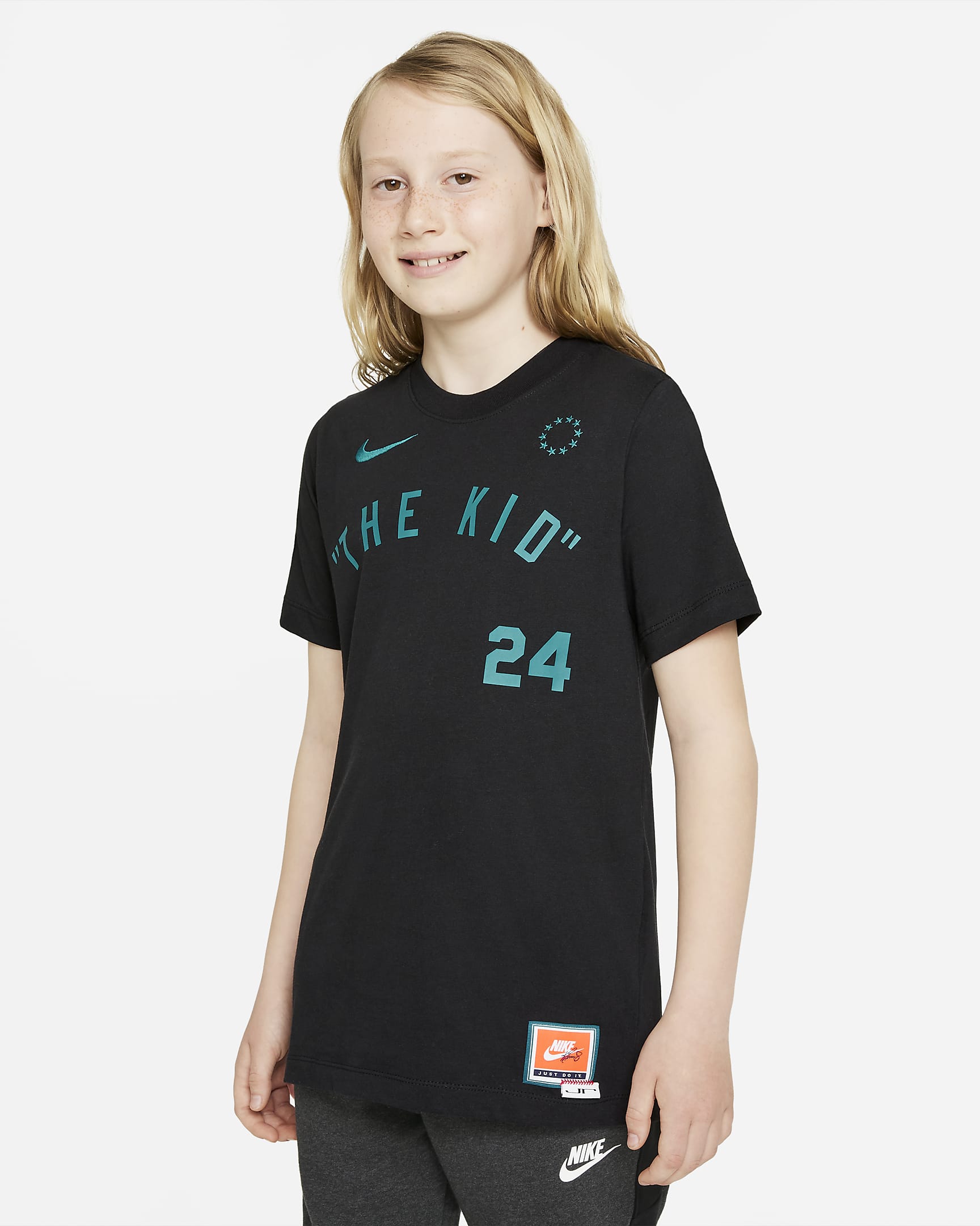 Nike Sportswear Big Kids' (Boys') T-Shirt - Black/Fresh Water
