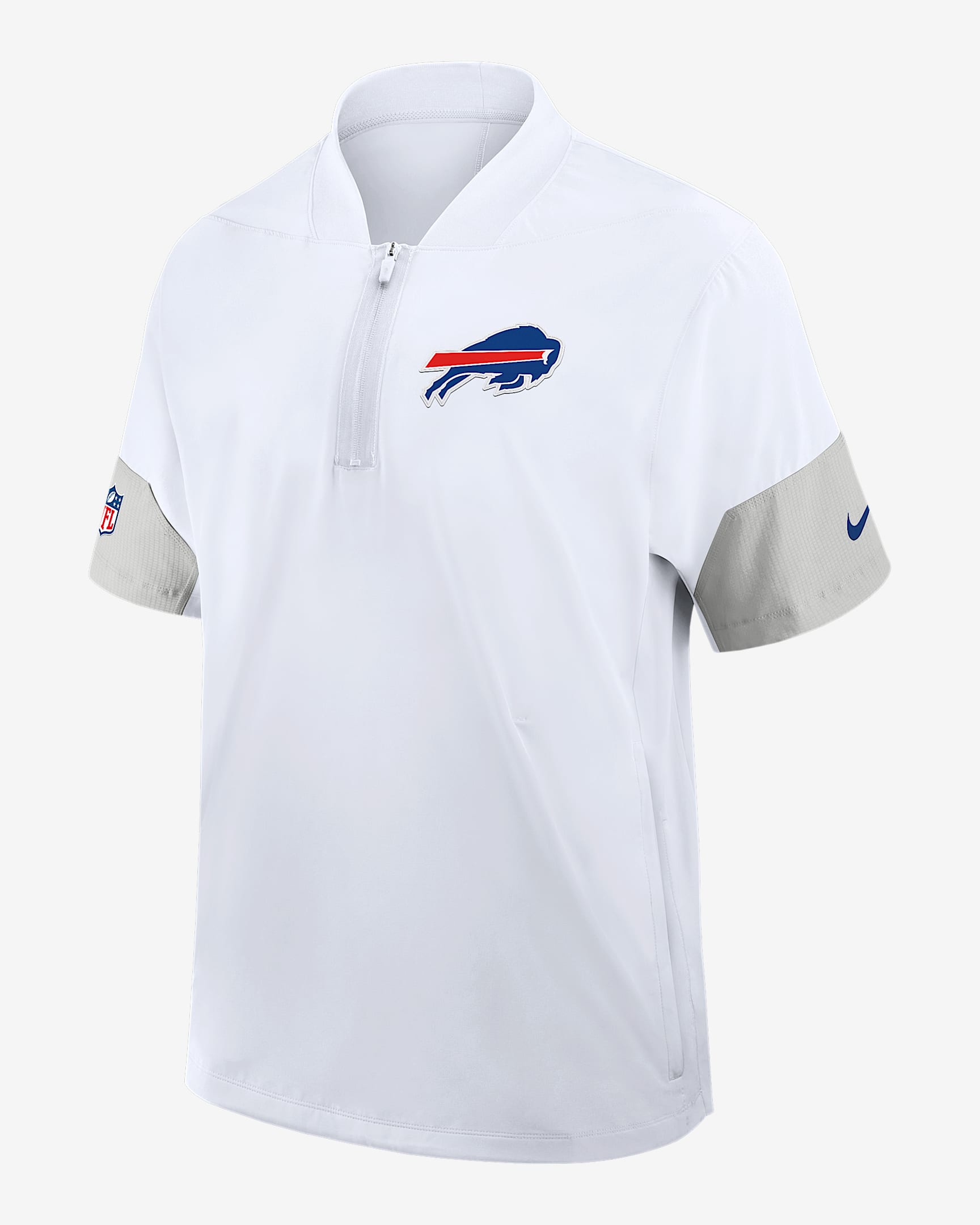 Buffalo Bills Sideline Coach Men's Nike NFL 1/2-Zip Short-Sleeve Hooded Jacket - White