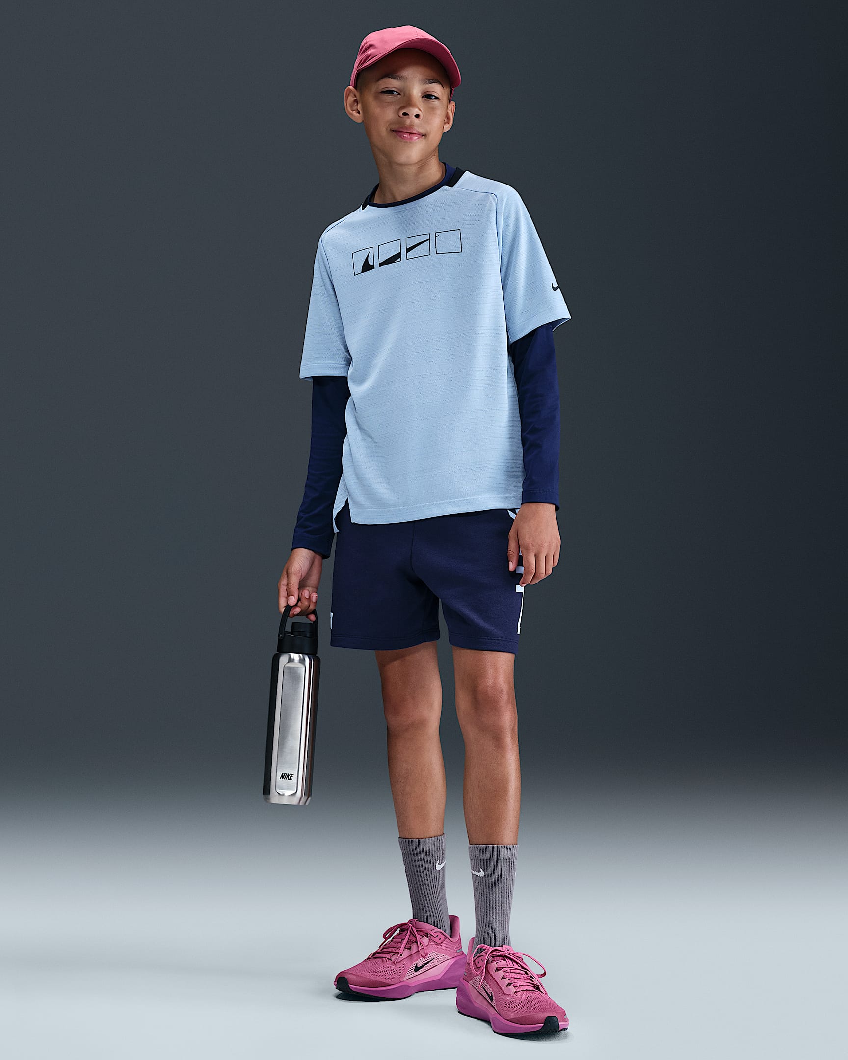 Nike Multi Dri-FIT Fleece Genç Çocuk Şortu - Midnight Navy/Celestine Blue/Midnight Navy/Celestine Blue