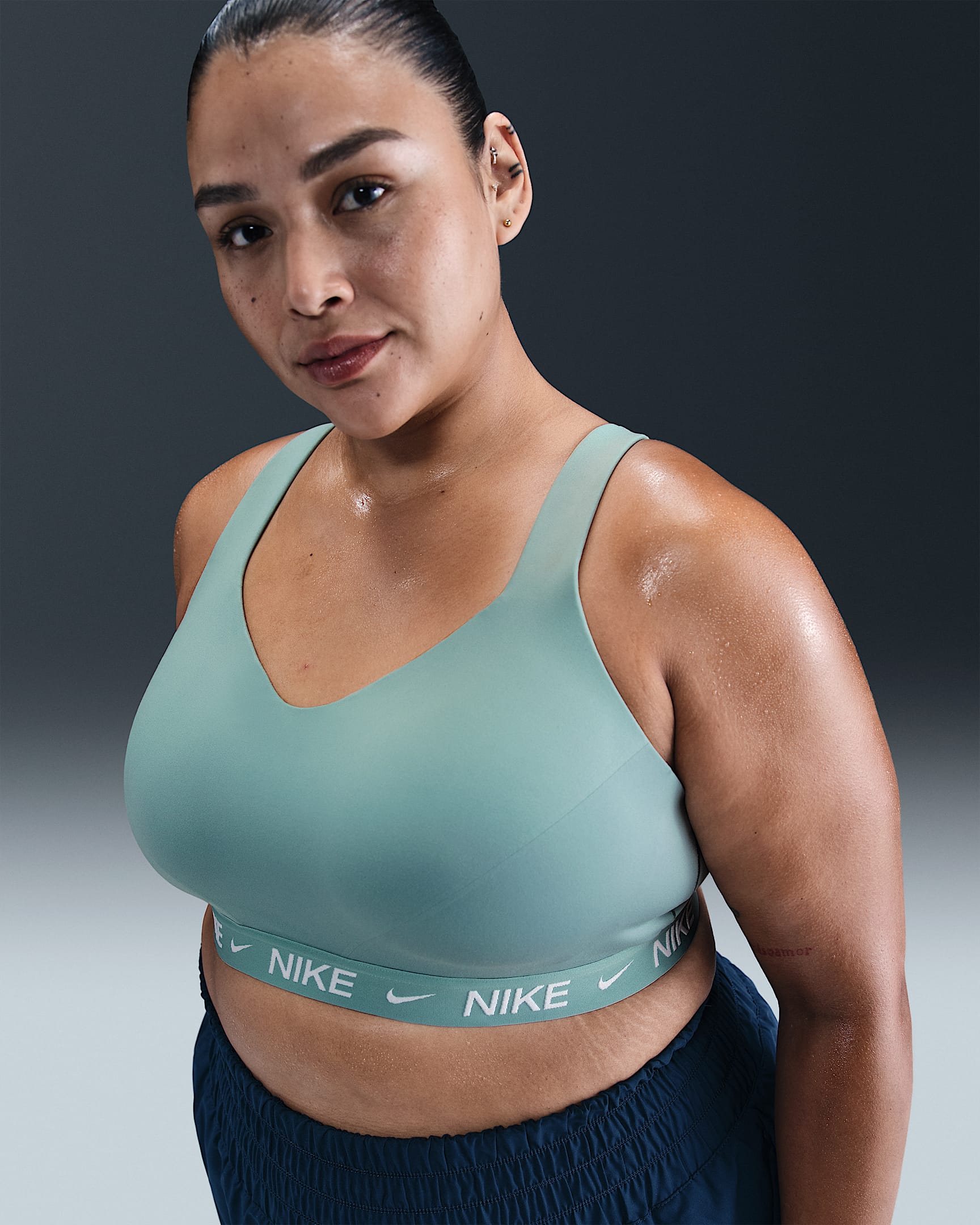 Nike Indy High Support Women's Padded Adjustable Sports Bra (Plus Size) - Cannon