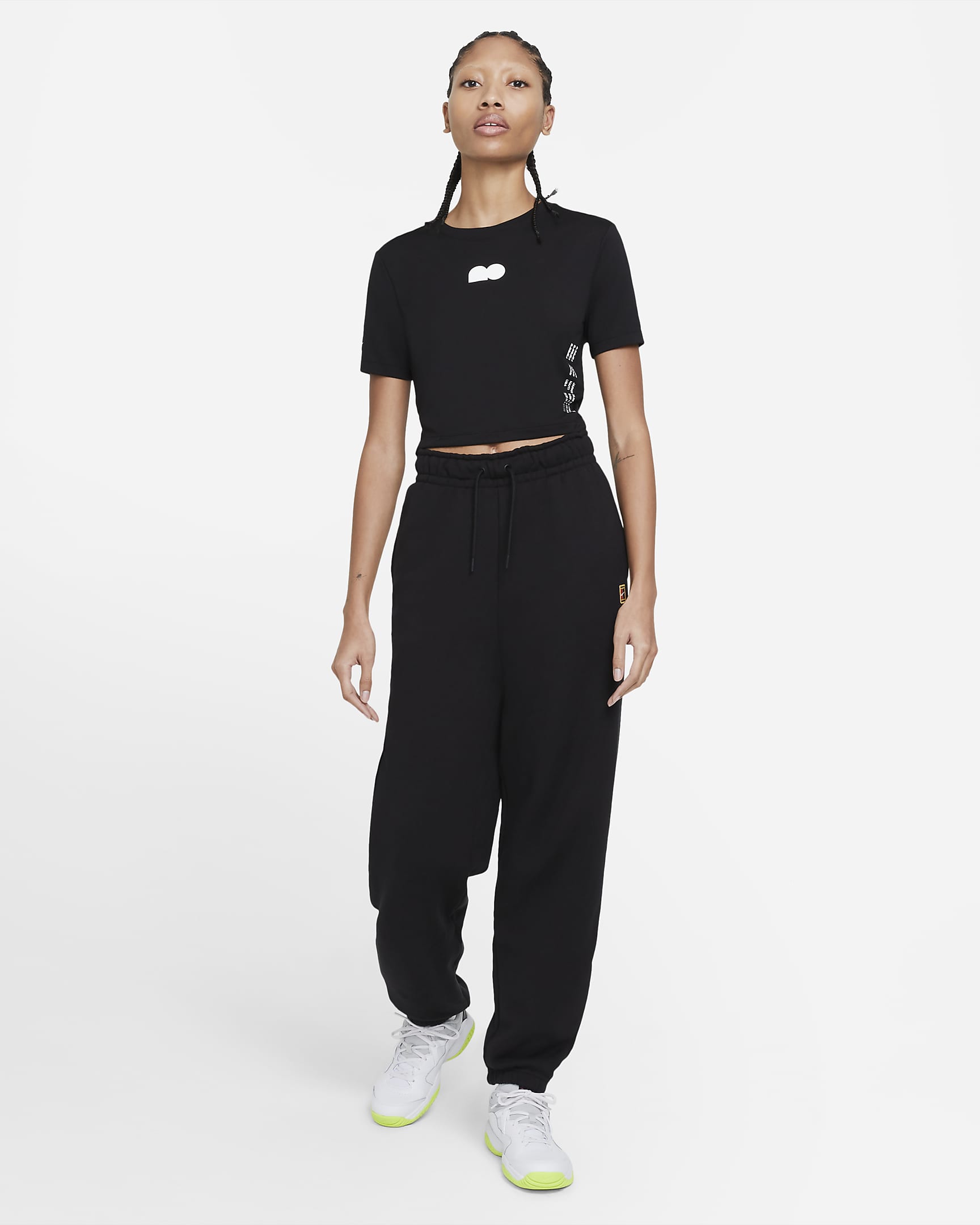 Naomi Osaka Cropped Tennis T-Shirt - Black/White