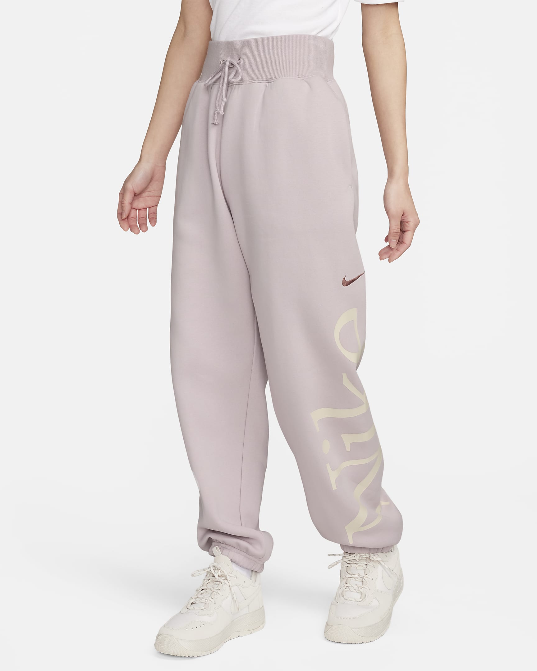 Nike Sportswear Phoenix Fleece Women's Oversized Logo Sweatpants - Platinum Violet/Light Orewood Brown/Smokey Mauve