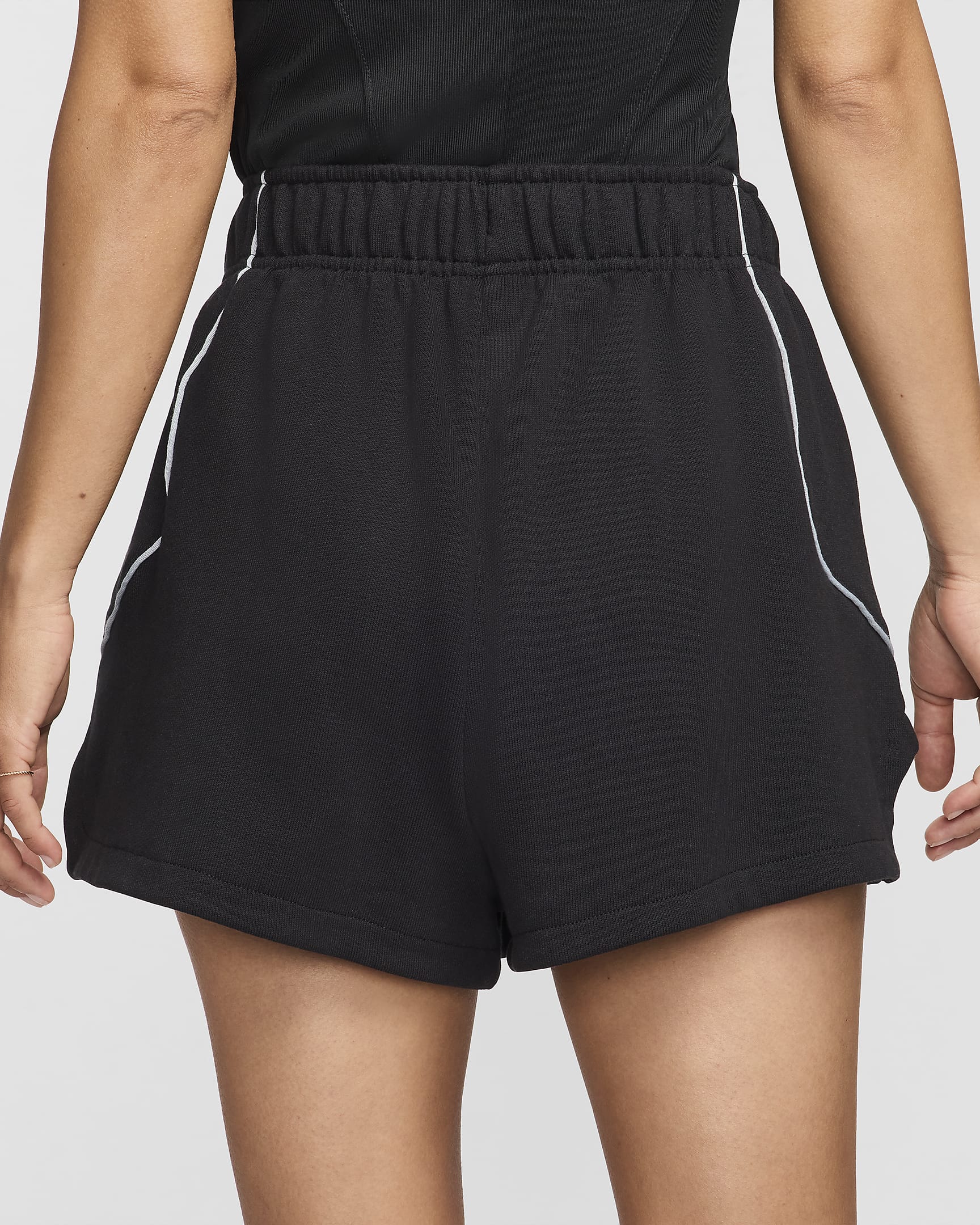 Shorts in French Terry 5 cm a vita alta Nike Sportswear – Donna - Nero/Light Pumice/Light Pumice