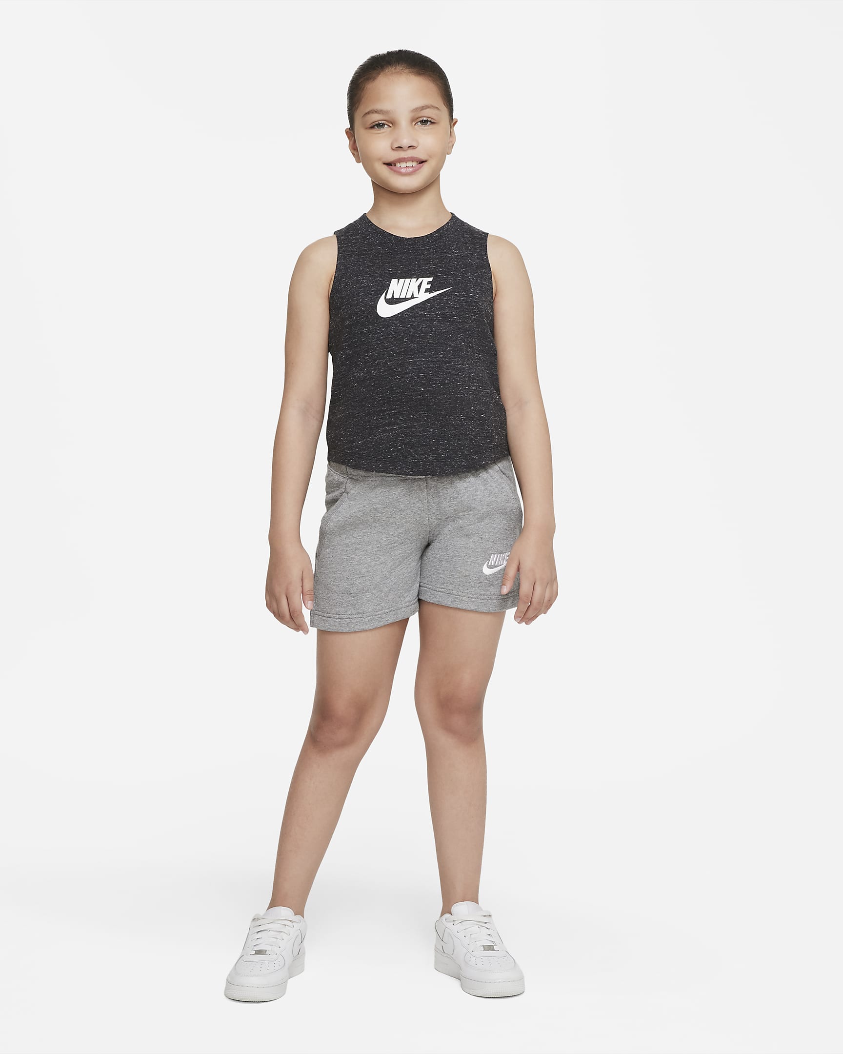 Nike Sportswear Older Kids' (Girls') Jersey Tank - Black/Heather/White