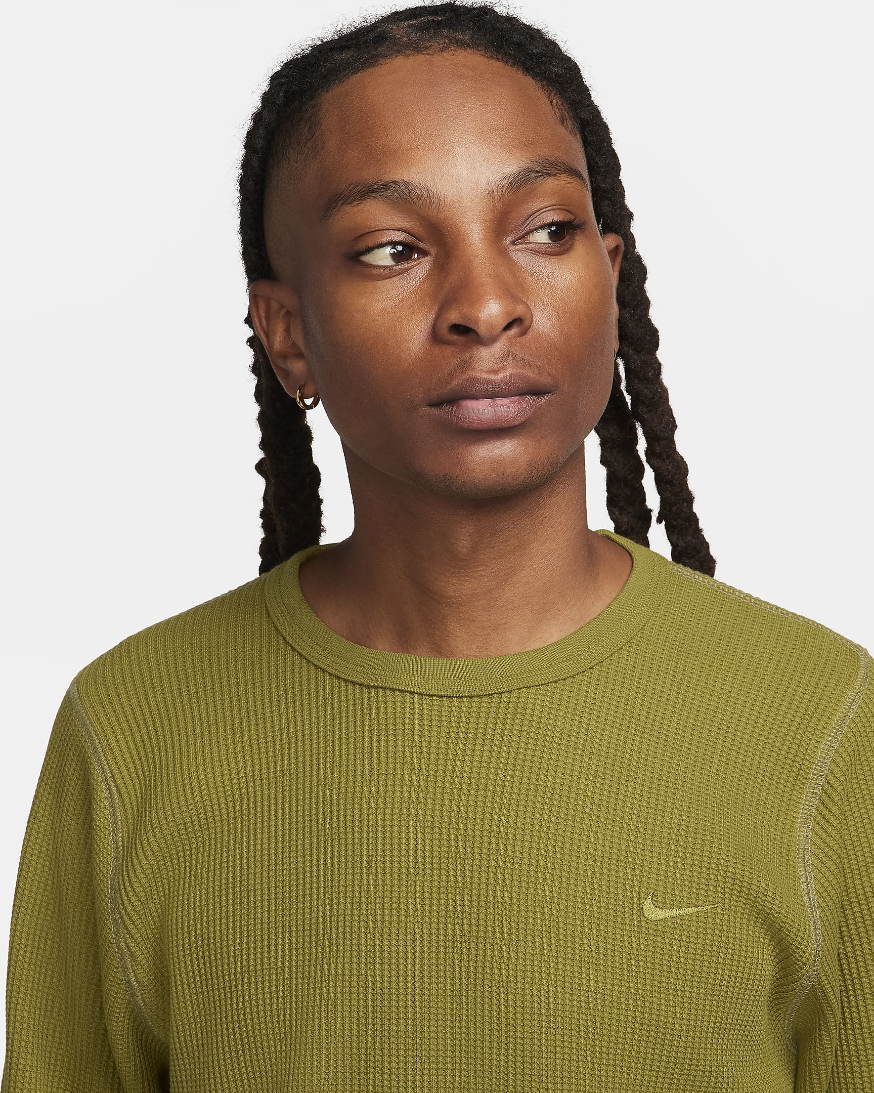 Haut à manches longues en tissu gaufré épais Nike Life pour homme - Pacific Moss/Neutral Olive/Pacific Moss