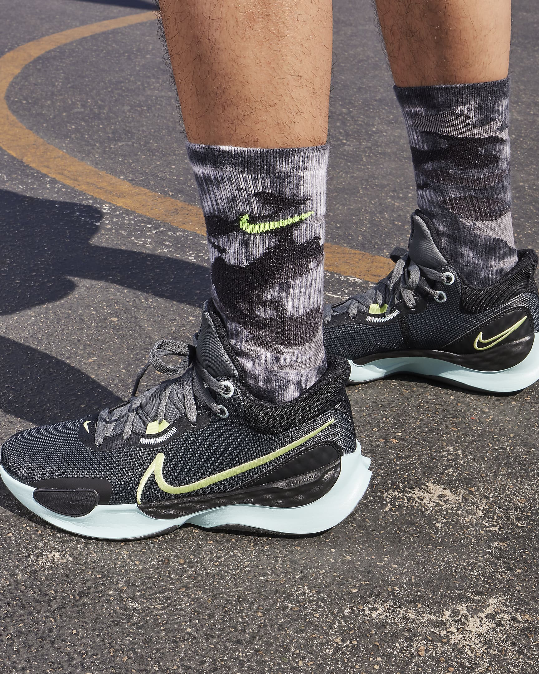 Nike Elevate 3 Basketball Shoes - Black/Iron Grey/Jade Ice/Pastel Yellow