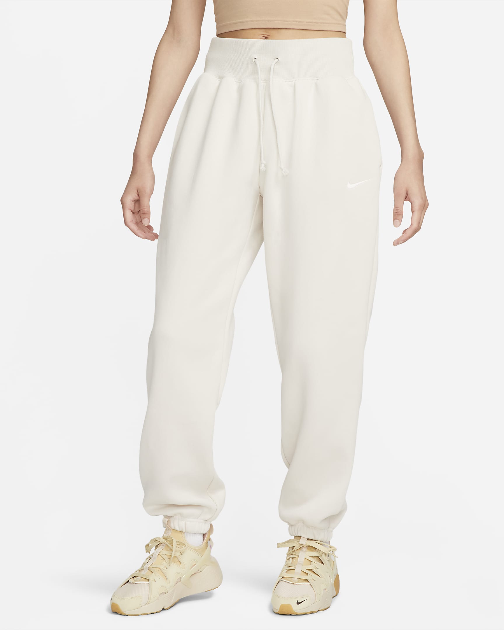 Pantalon de survêtement oversize à taille haute Nike Sportswear Phoenix Fleece pour Femme - Light Orewood Brown/Sail