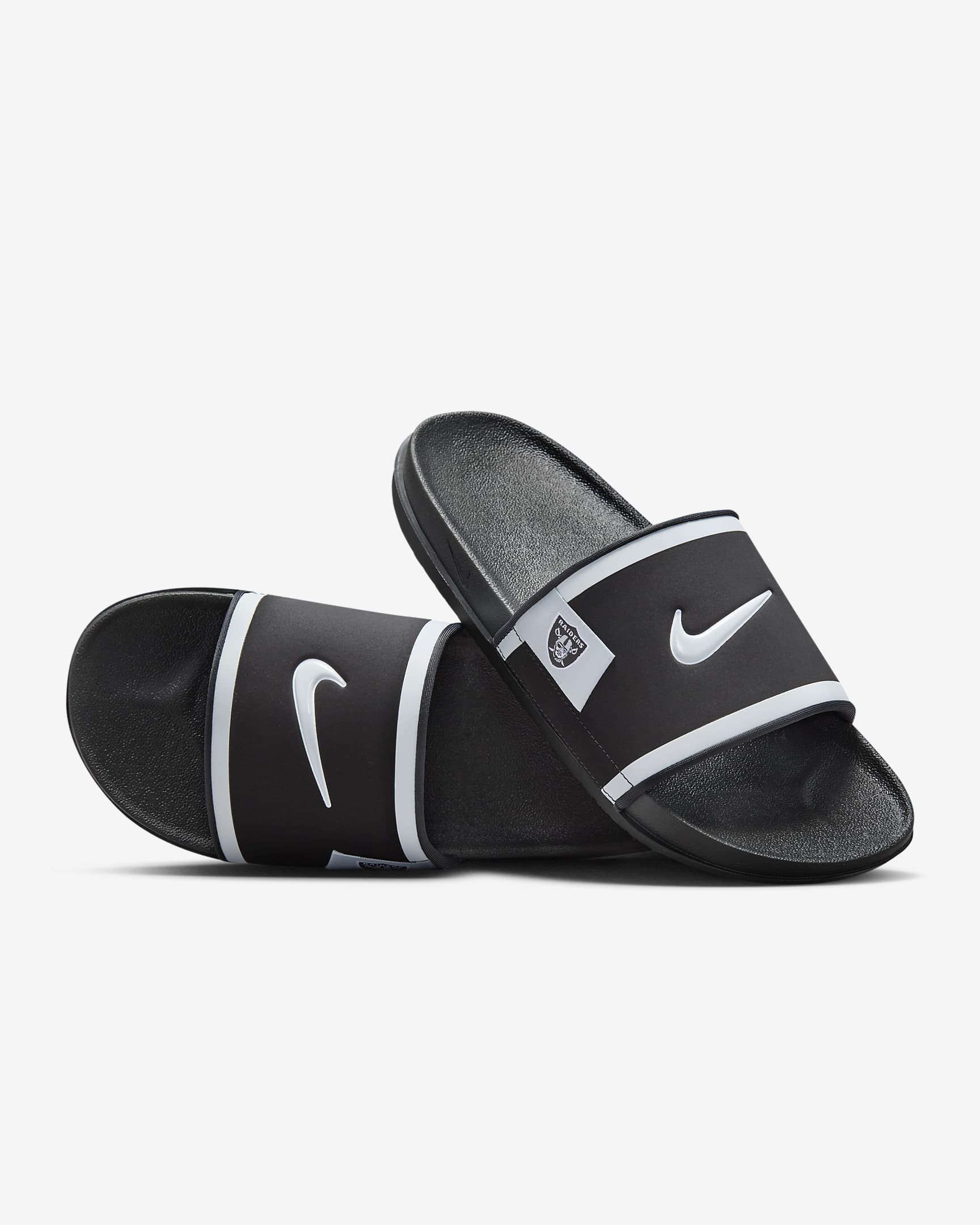 Chanclas Offcourt Nike Offcourt (Las Vegas Raiders) - Negro/Gris humo oscuro/Plata campo