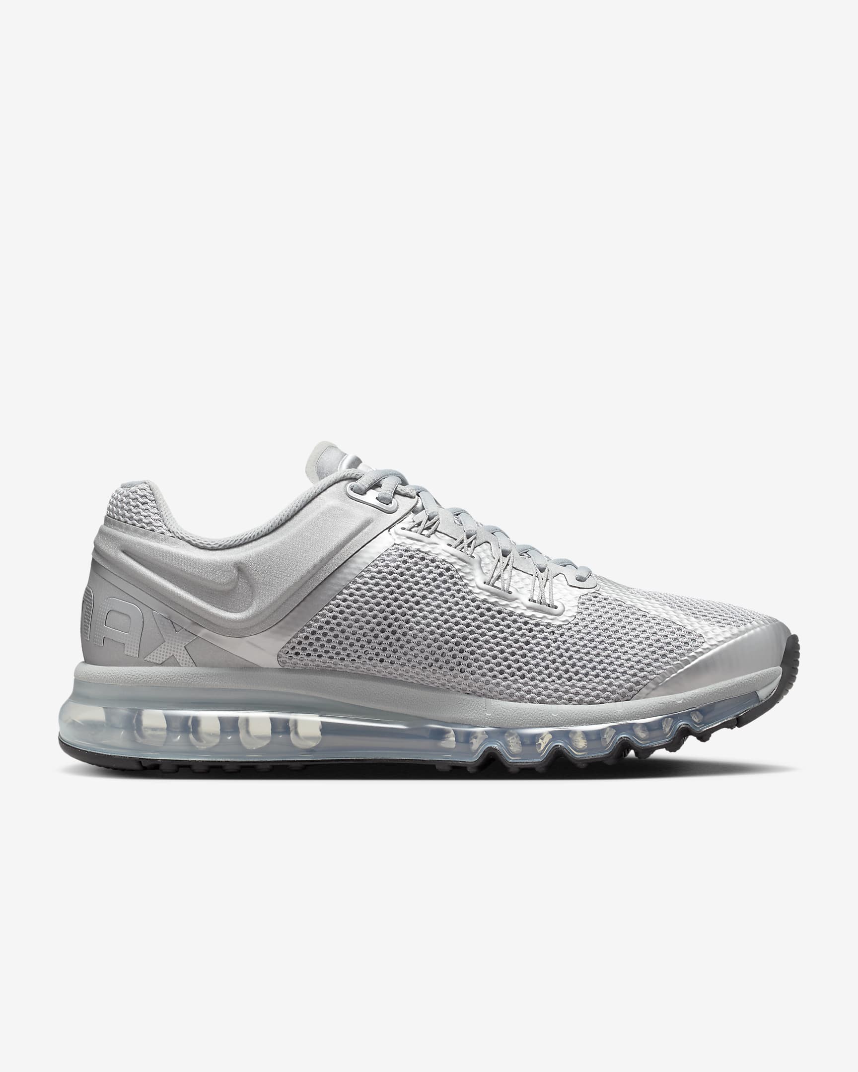 รองเท้าผู้ชาย Nike Air Max 2013 - Metallic Silver/ดำ/Flat Silver/Metallic Silver